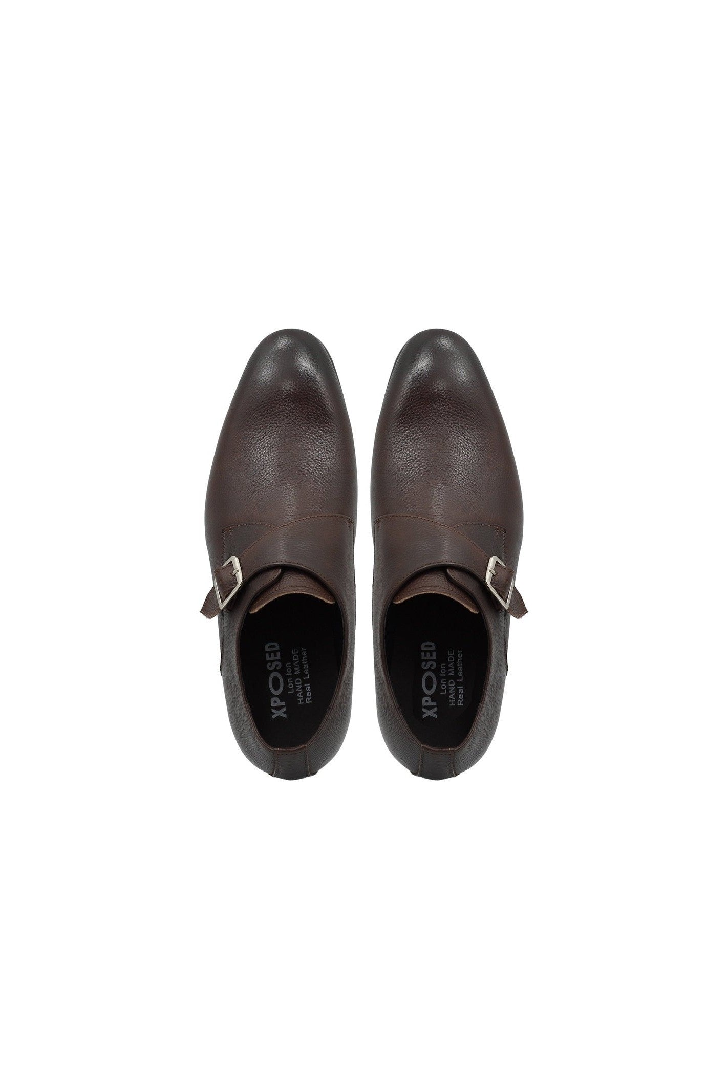 BROWN GRAIN LEATHER MONK STRAP