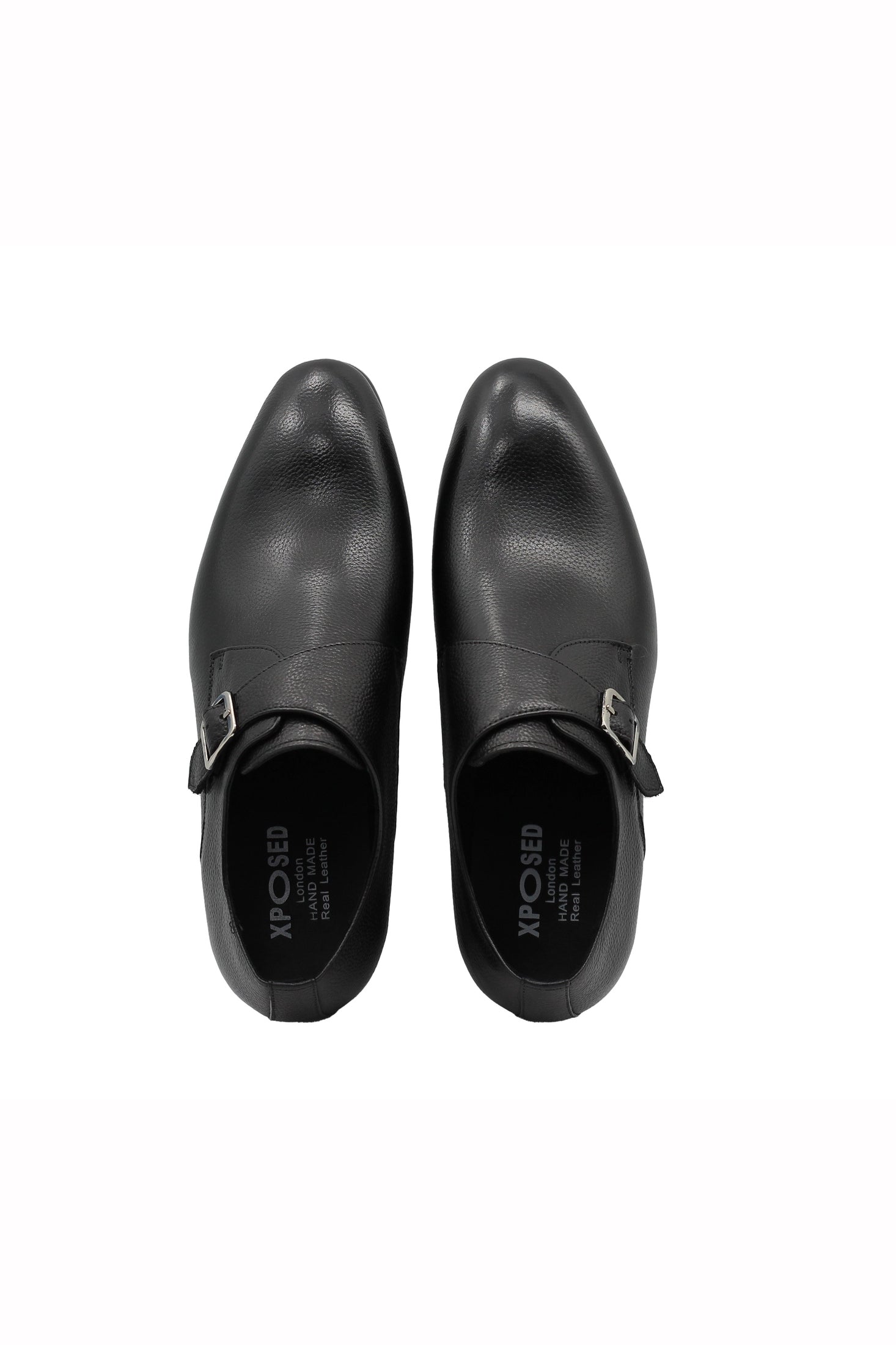 BLACK GRAIN LEATHER MONK STRAP
