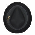 Pork Pie Black Hat 100% Wool Felt Diamond Shape Crown - DC-310