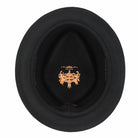 Pork Pie Black Hat 100% Wool Felt Diamond Shape Crown - DC-310