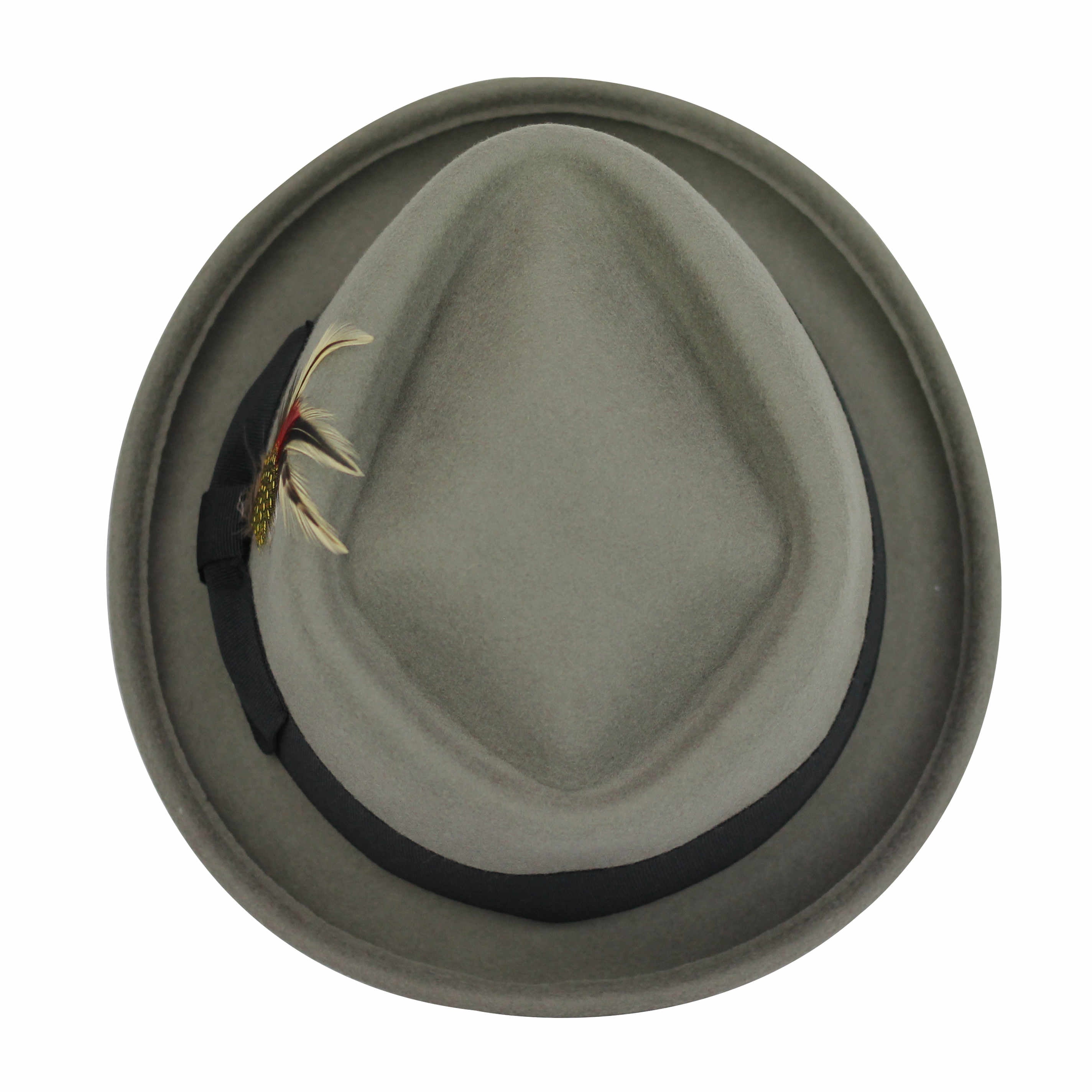 Pork Pie Grey Hat 100% Wool Felt Diamond Shape Crown