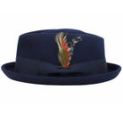 Pork Pie Navy Hat 100% Wool Felt Diamond Shape Crown