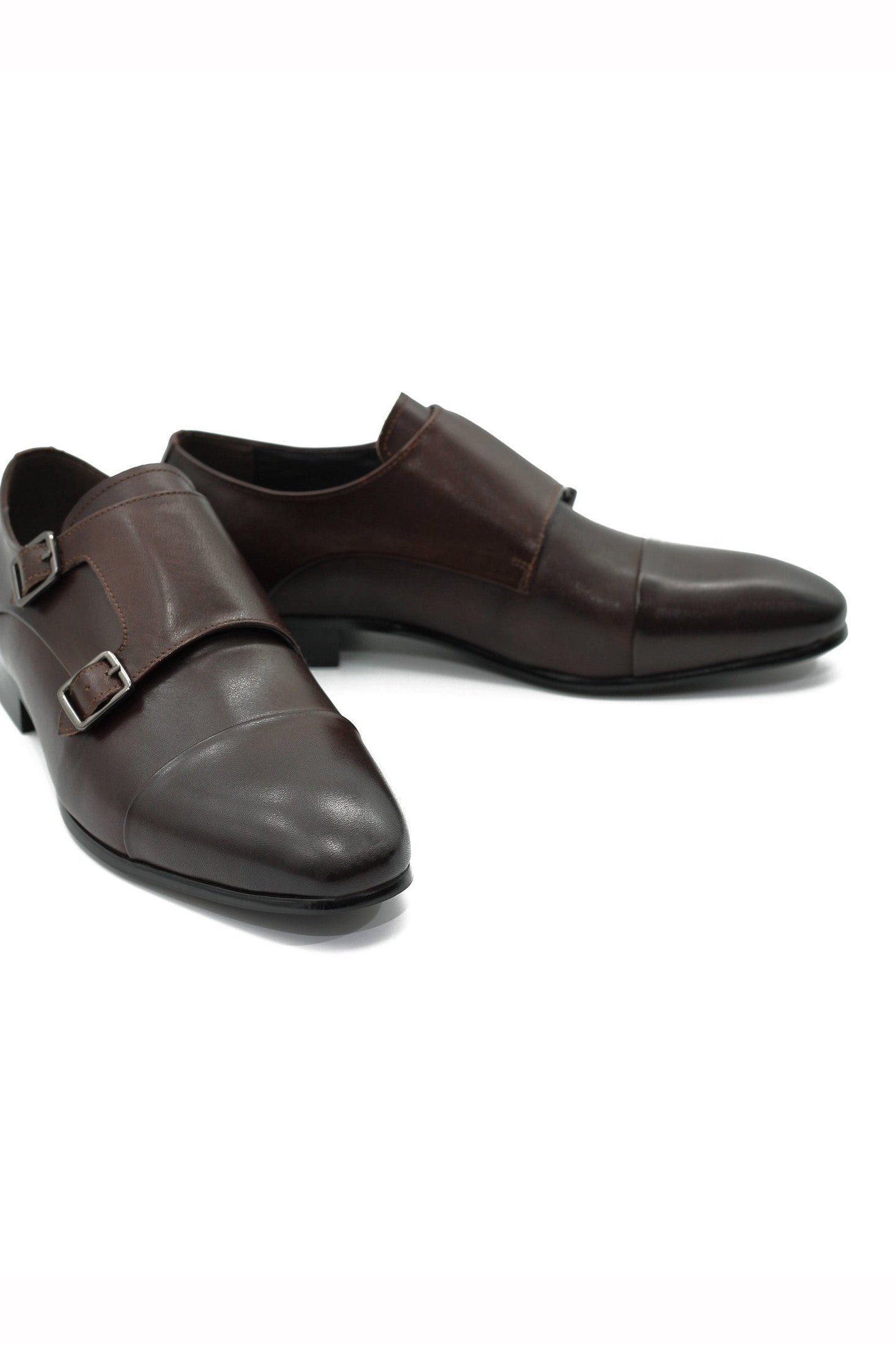 BROWN TOE CAP DOUBLE MONK