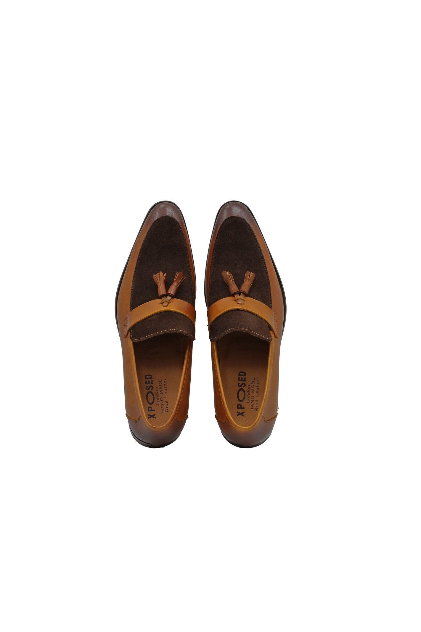 TAN LEATHER & SUEDE TASSEL LOAFER