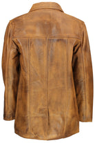 Mens Real Genuine Leather Tan Brown Vintage 4 Button Classic Reefer Jacket Coat