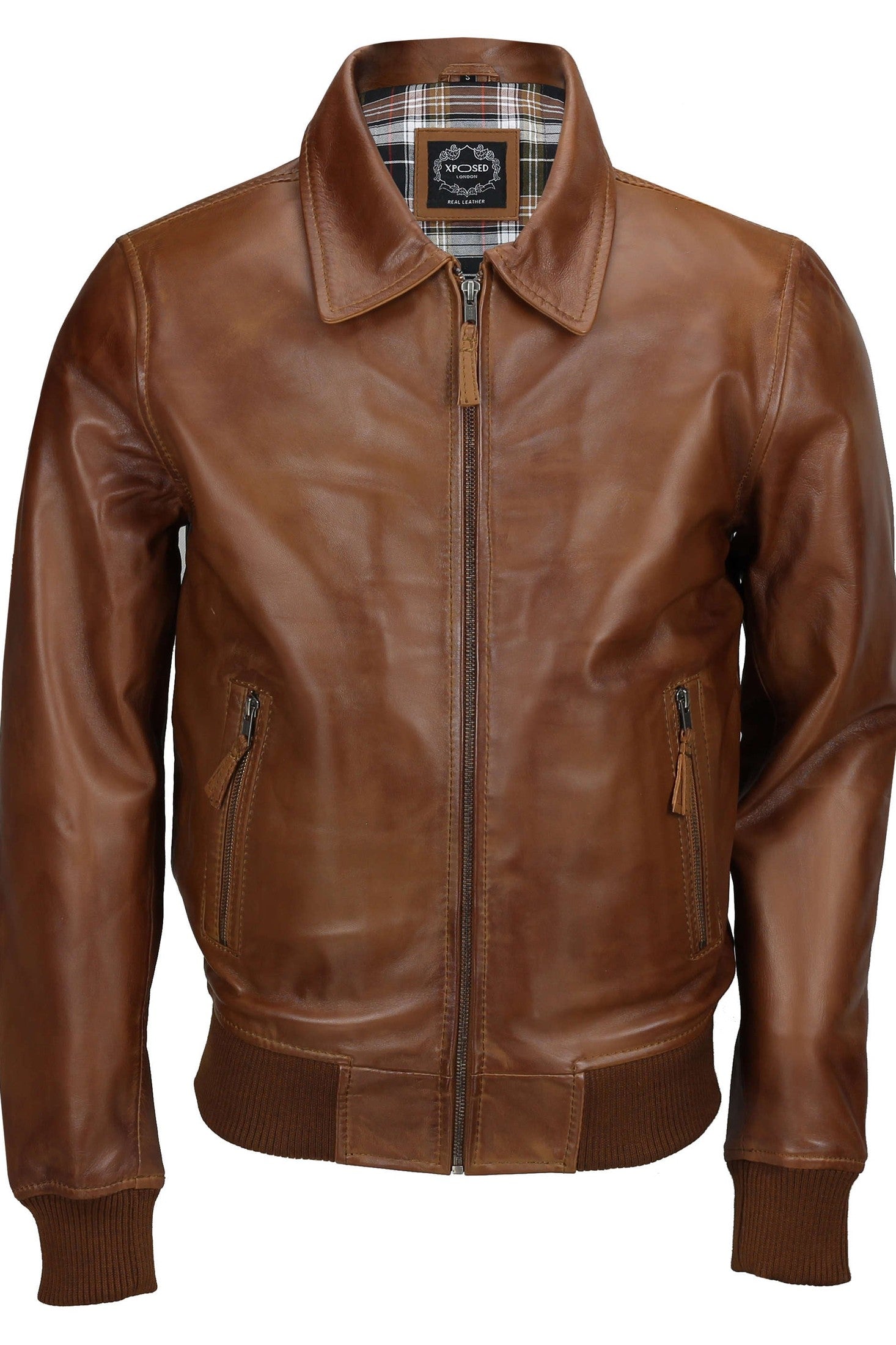 BOMBER CONIC BIKER JACKET WITH COLLAR