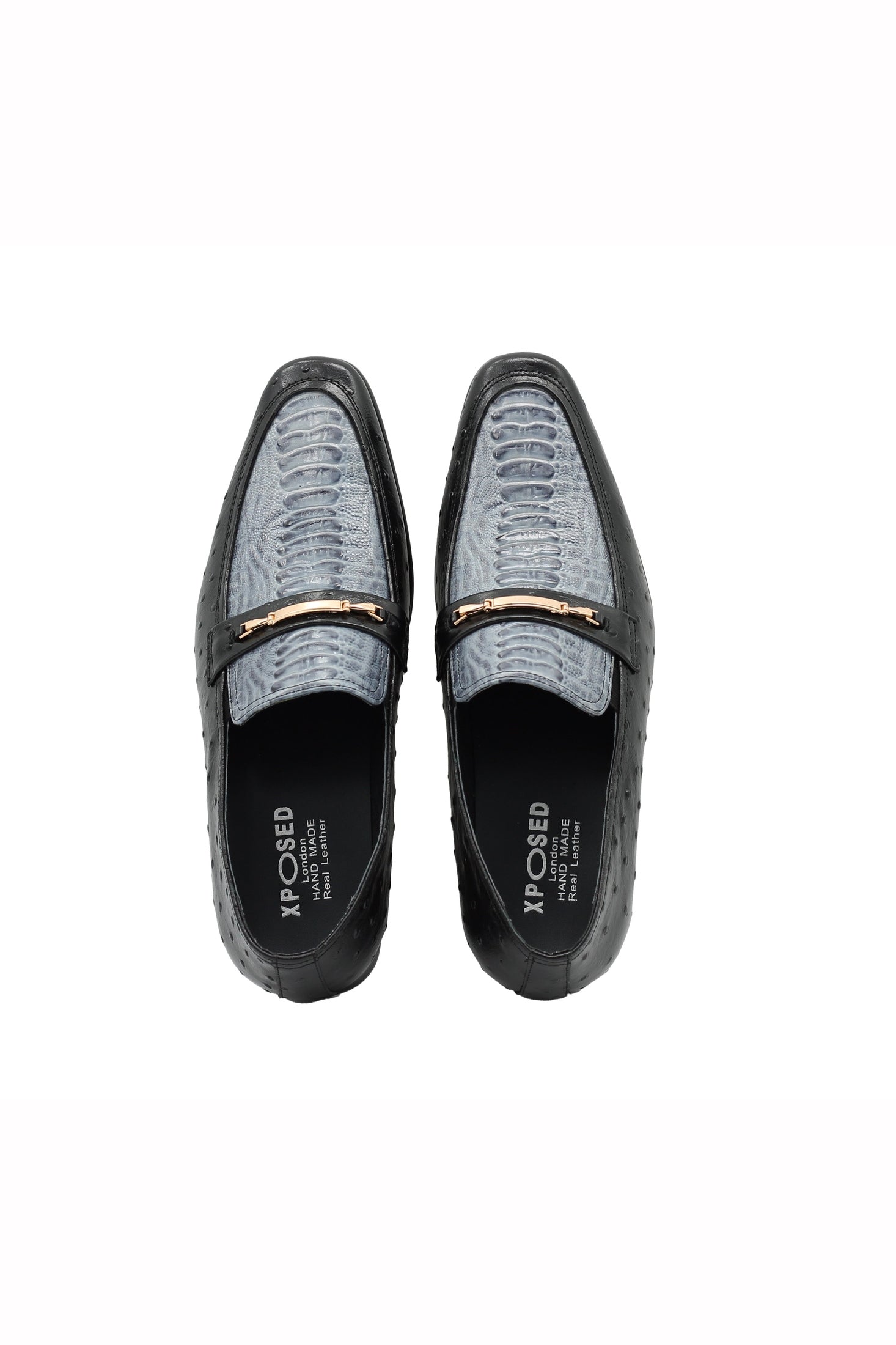 BLACK & BLUE CROC PRINT LOAFER XPOSED London