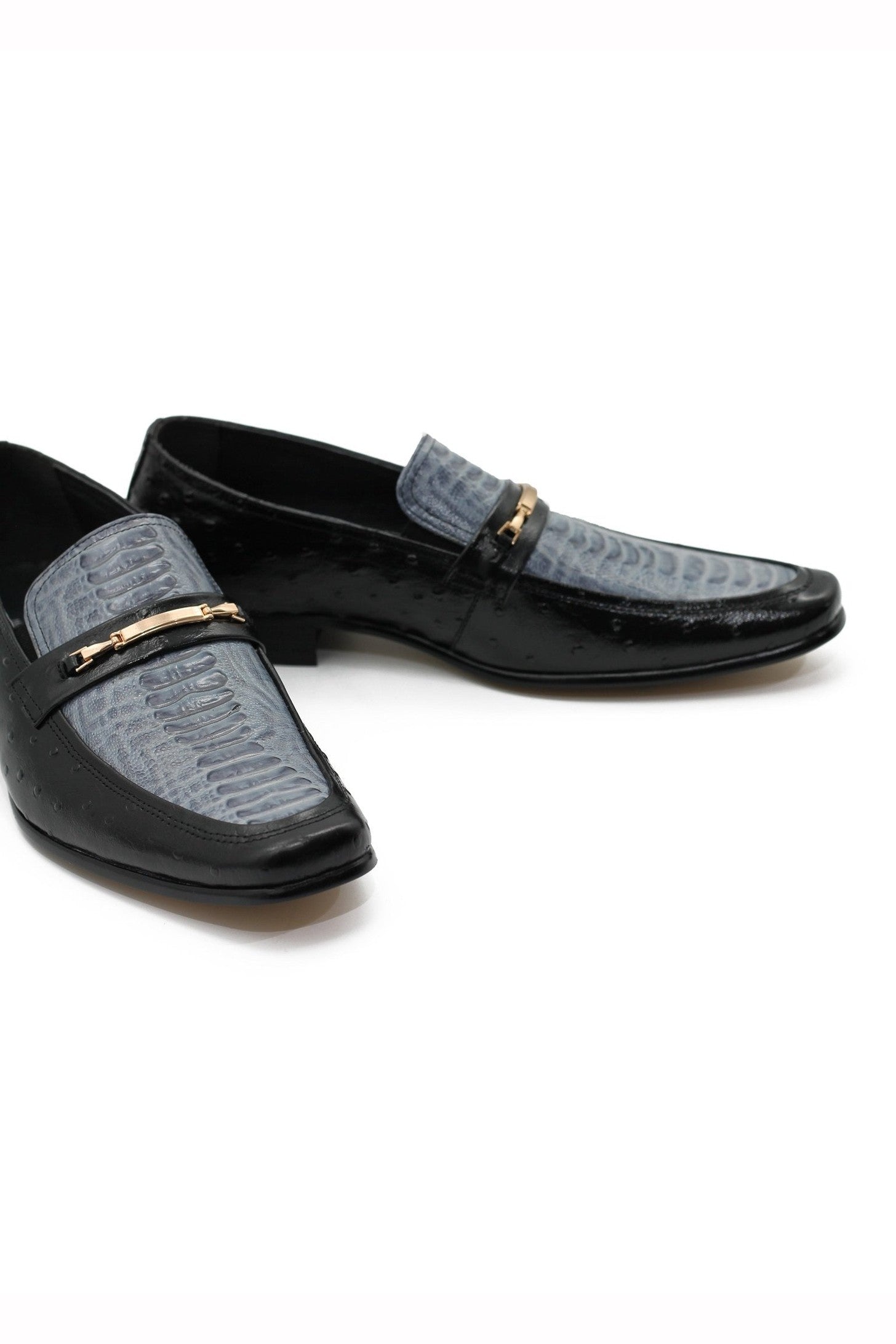 BLACK & BLUE CROC PRINT LOAFER