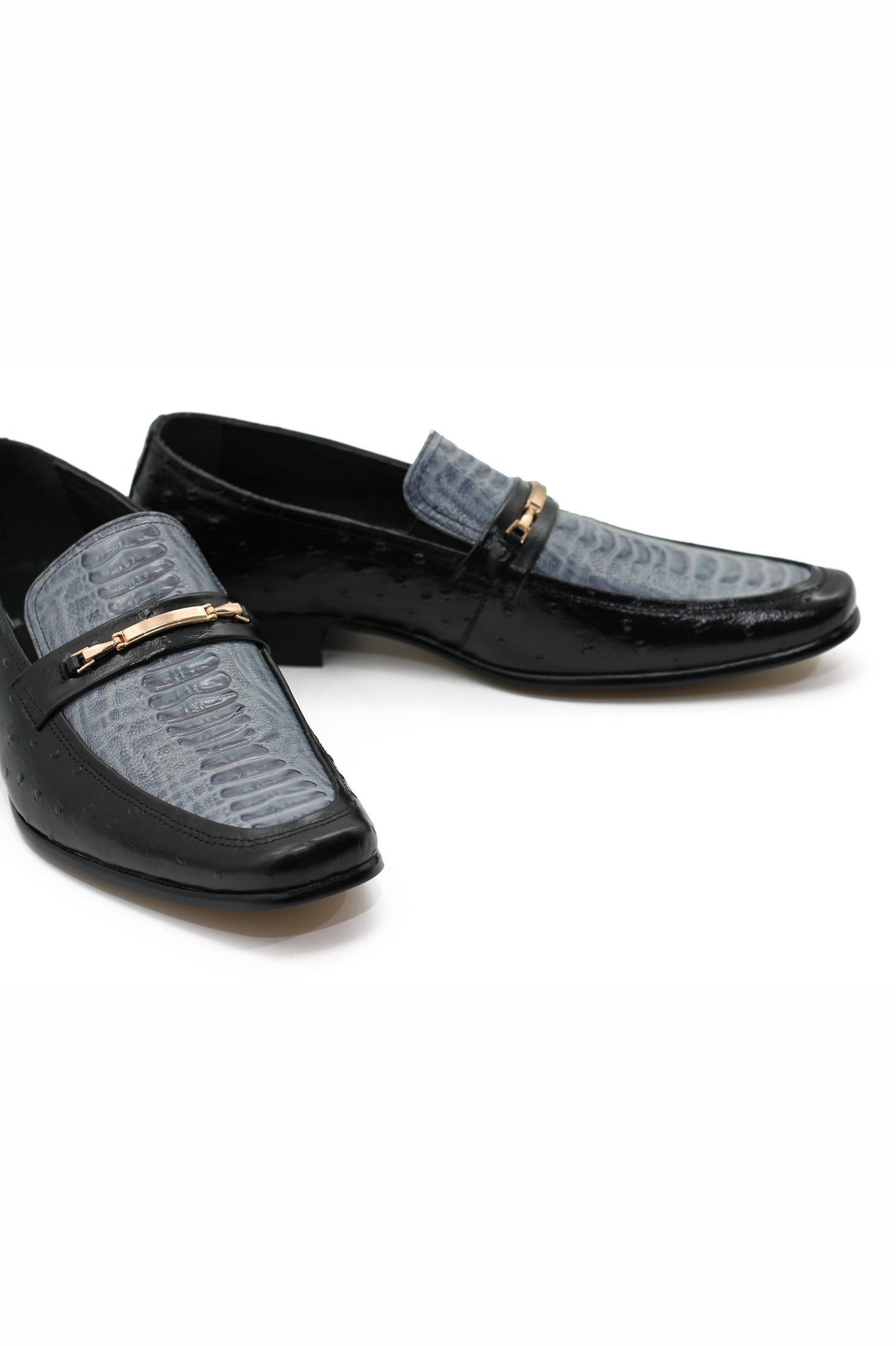 BLACK & BLUE CROC PRINT LOAFER