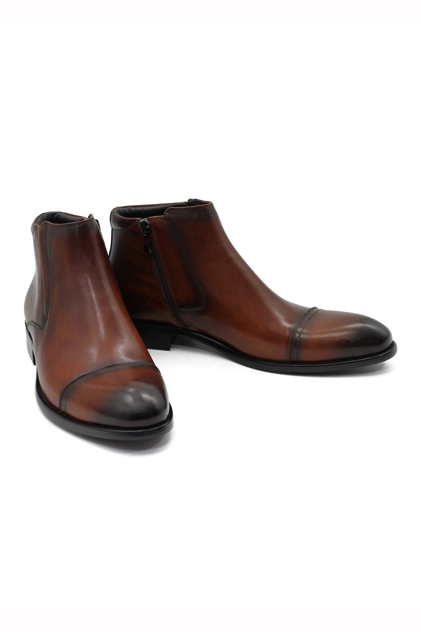 BROWN LEATHER ANKLE BOOTS