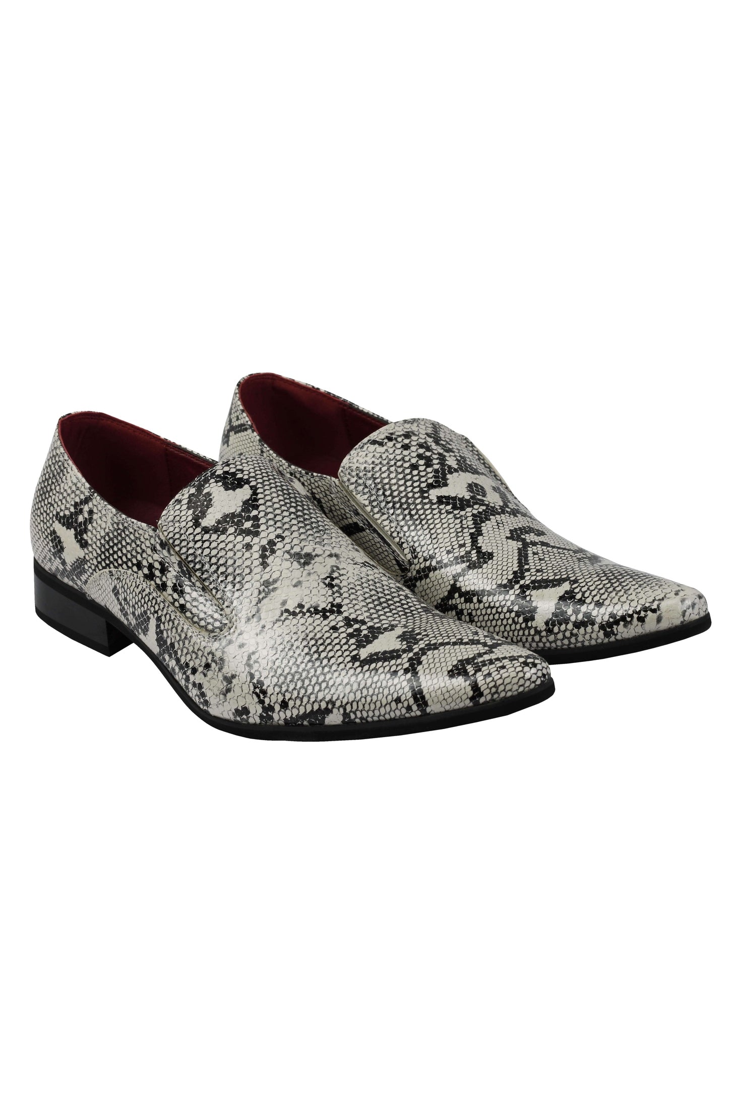 FAUX LEATHER SHINY PRINTED SLIP ON SHOES