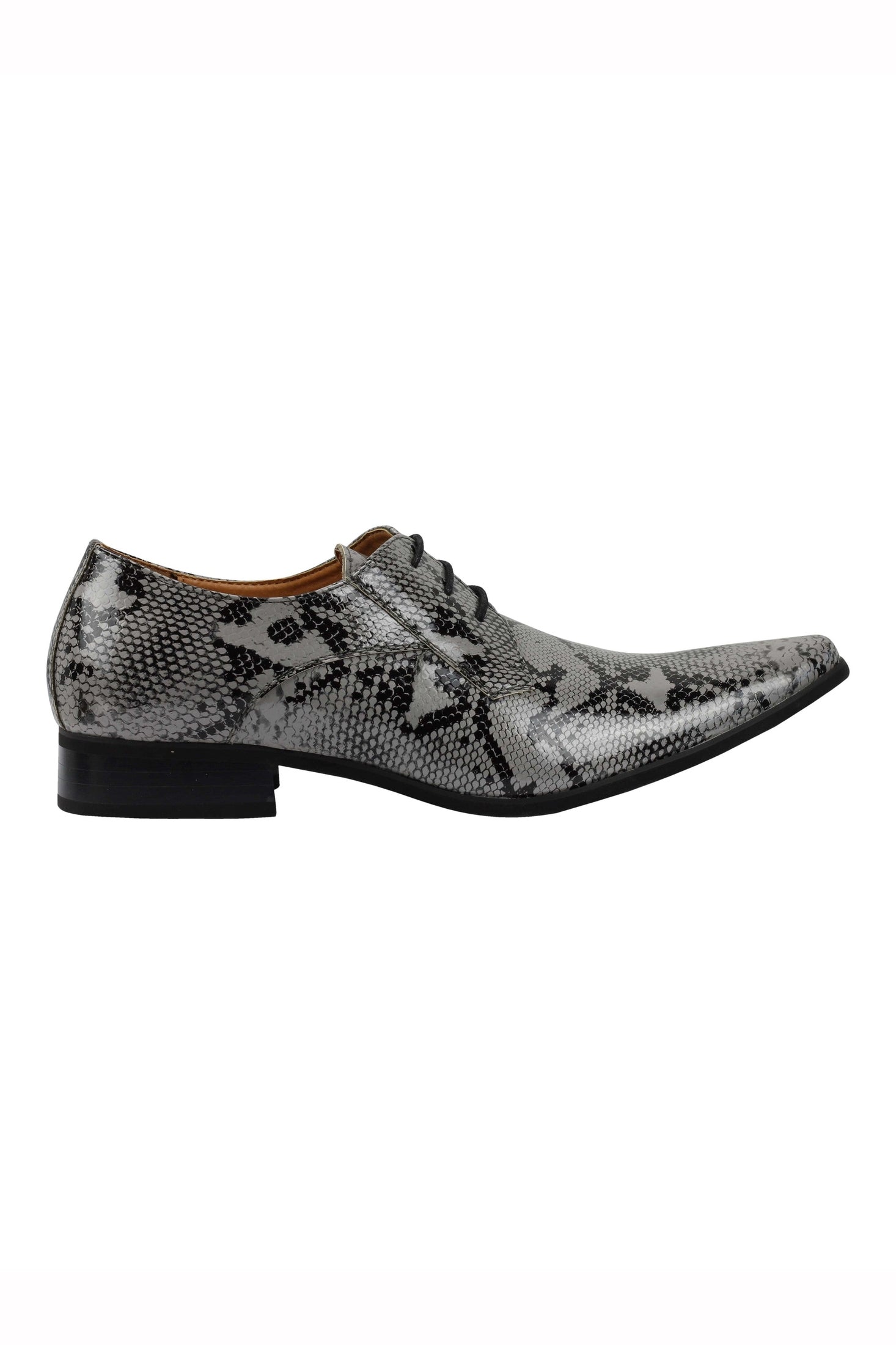 MENS LEATHER LINED SNAKE SKIN PRINT SHINY PATENT LEATHER SMART PARTY RETRO SHOES