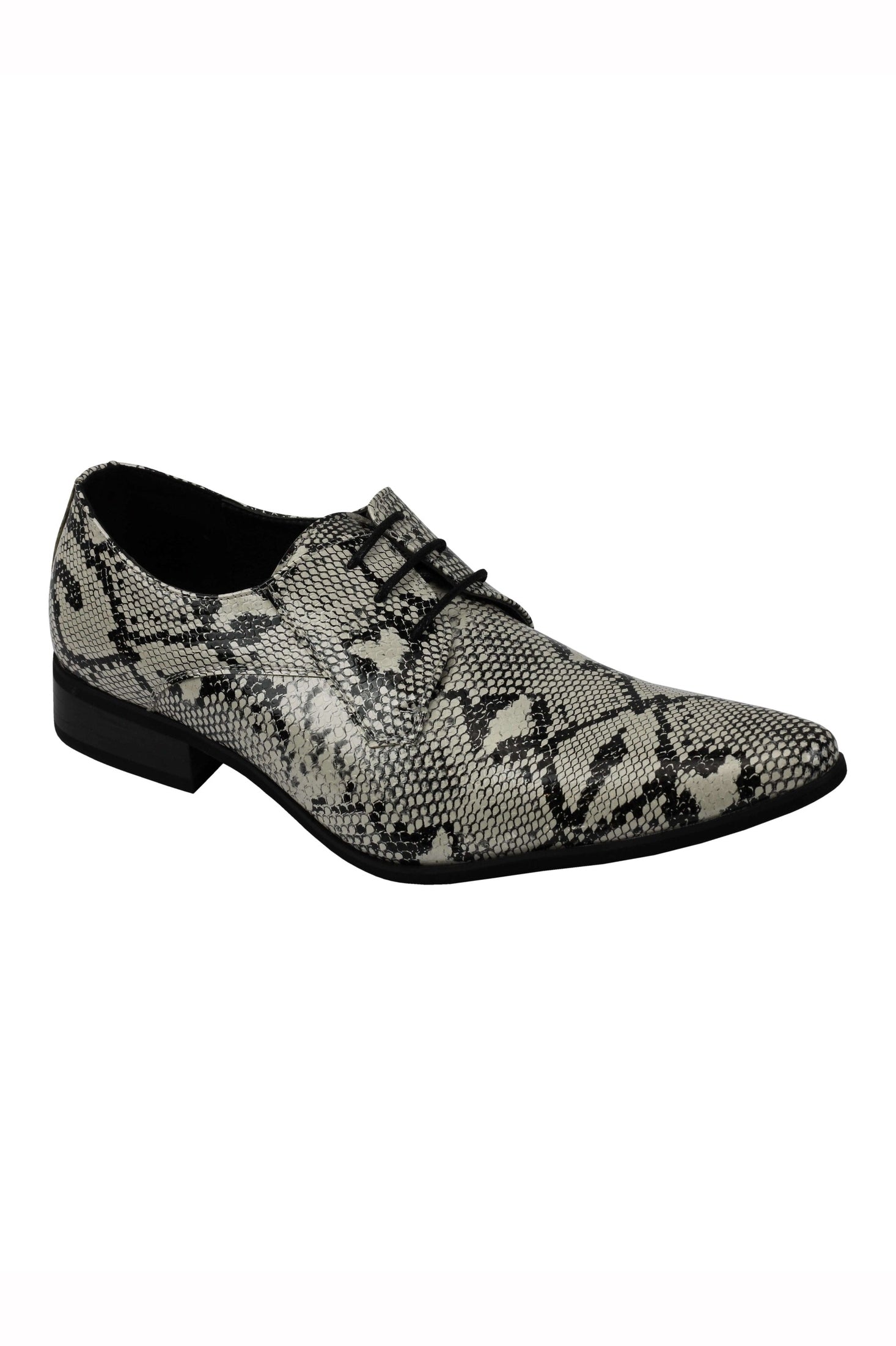 MENS LEATHER LINED SNAKE SKIN PRINT SHINY PATENT LEATHER SMART PARTY RETRO SHOES