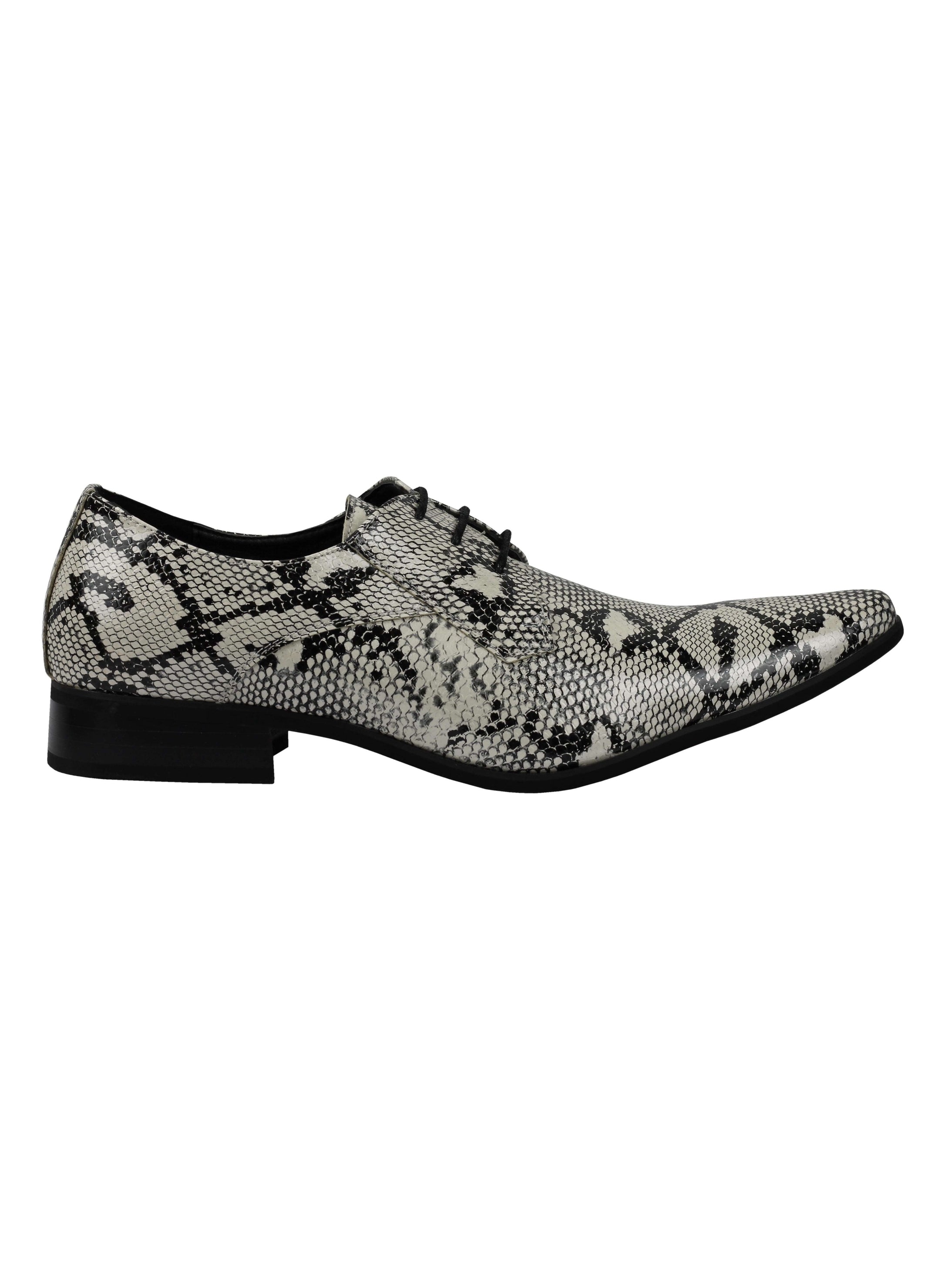 MENS LEATHER LINED SNAKE SKIN PRINT SHINY PATENT LEATHER SMART PARTY RETRO SHOES