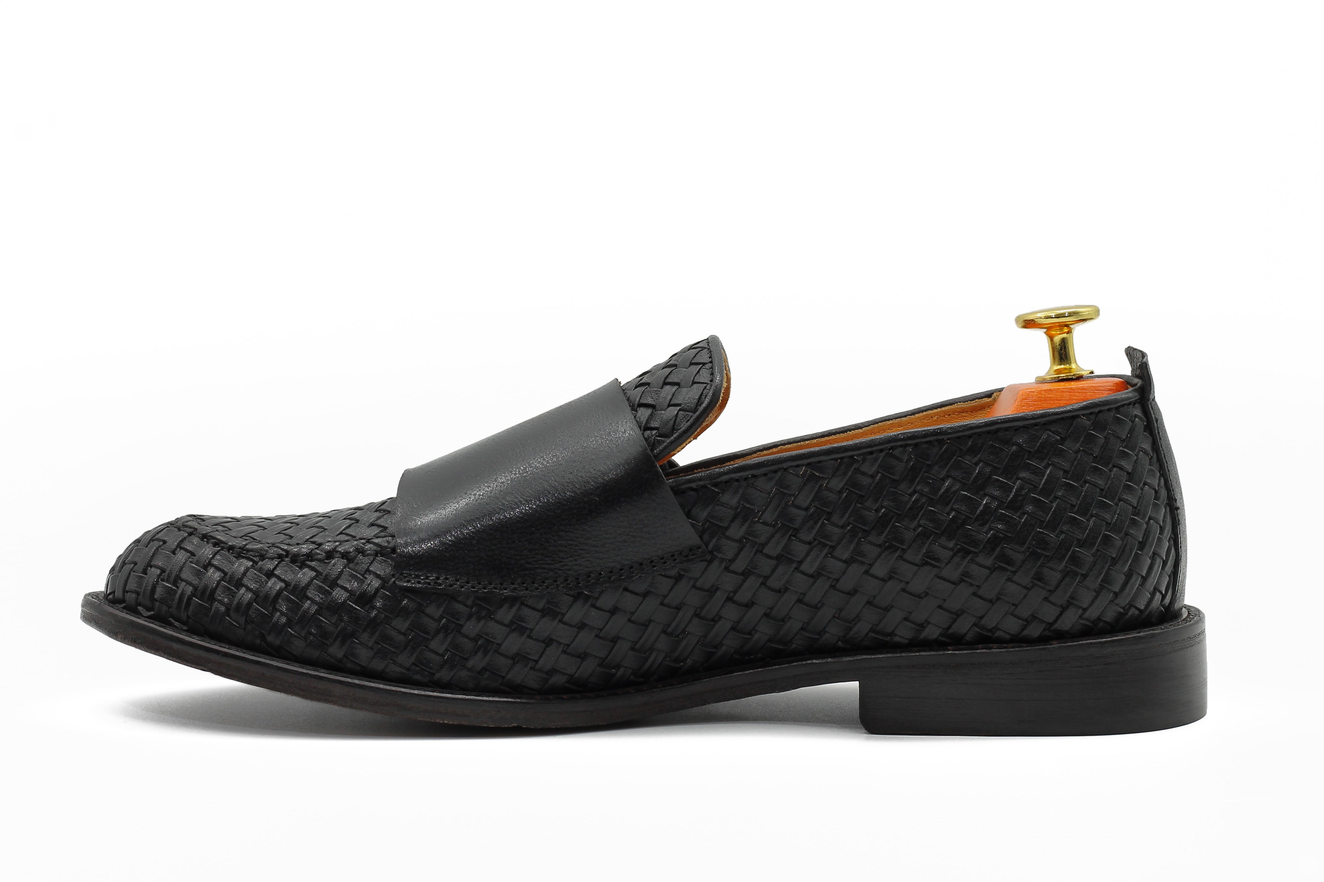 FLORENCE - BLACK WOVEN DOUBLE BUCKLE MONK