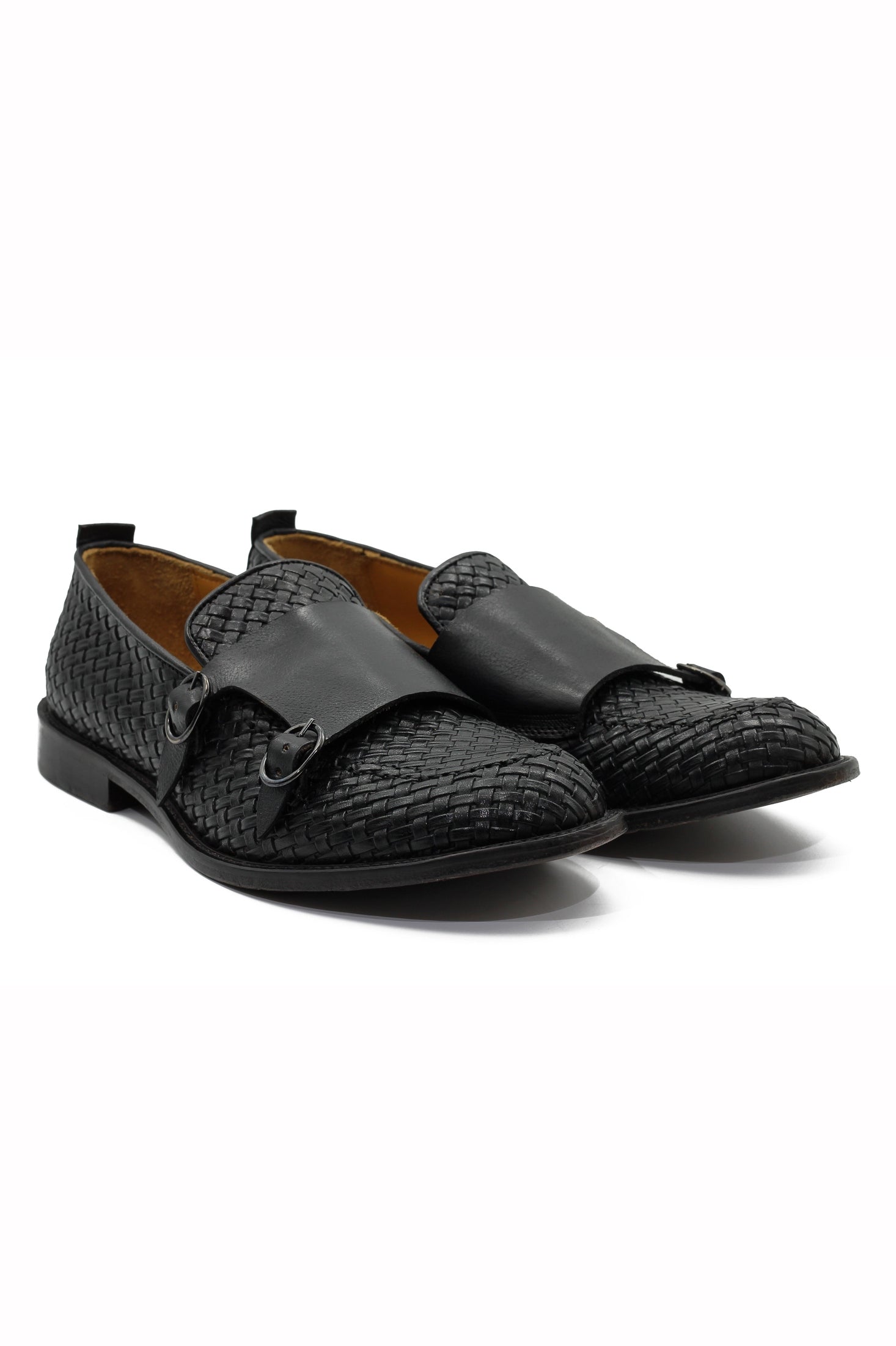 FLORENCE - BLACK WOVEN DOUBLE BUCKLE MONK