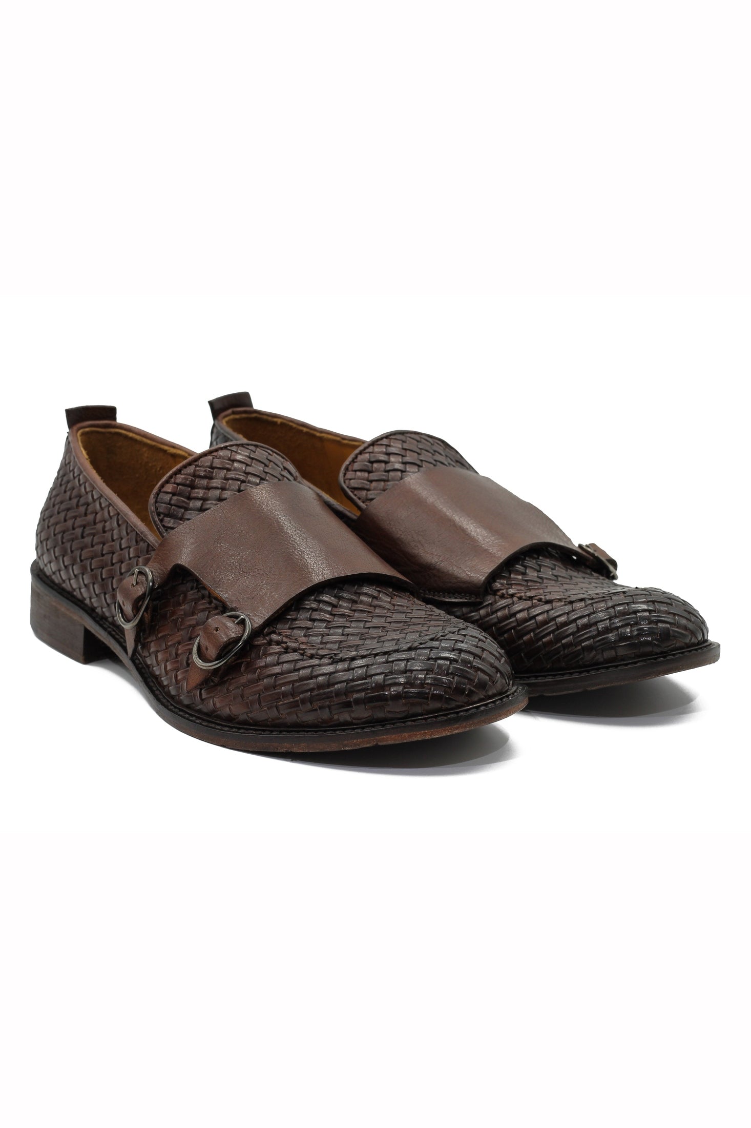 FLORENCE - BROWN WOVEN DOUBLE BUCKLE MONK
