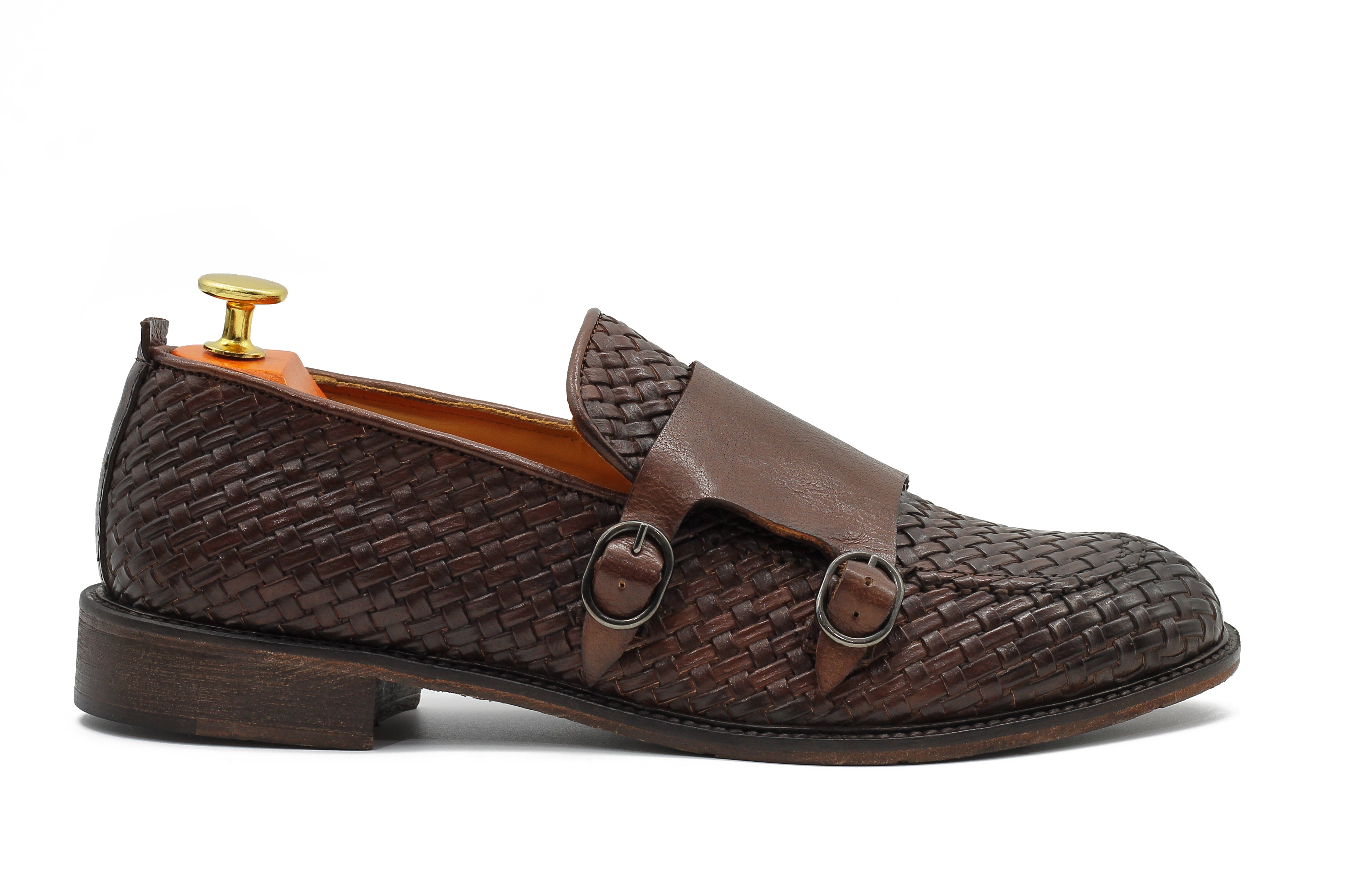 FLORENCE - BROWN WOVEN DOUBLE BUCKLE MONK