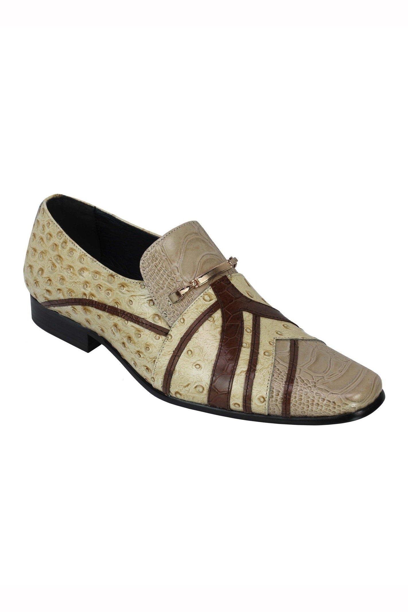 Real Leather Buckled Cream Shoes