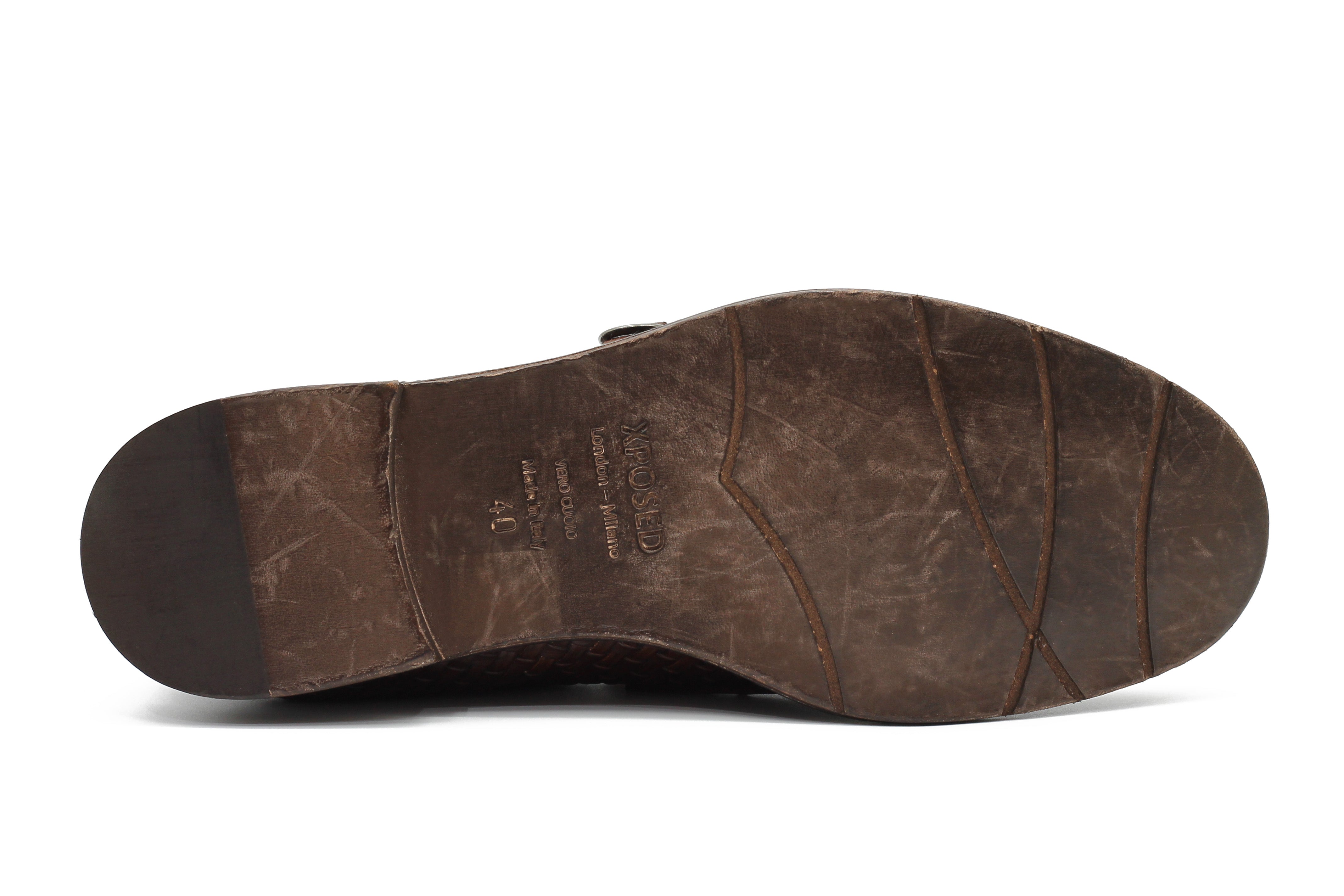 FLORENCE - BROWN WOVEN DOUBLE BUCKLE MONK