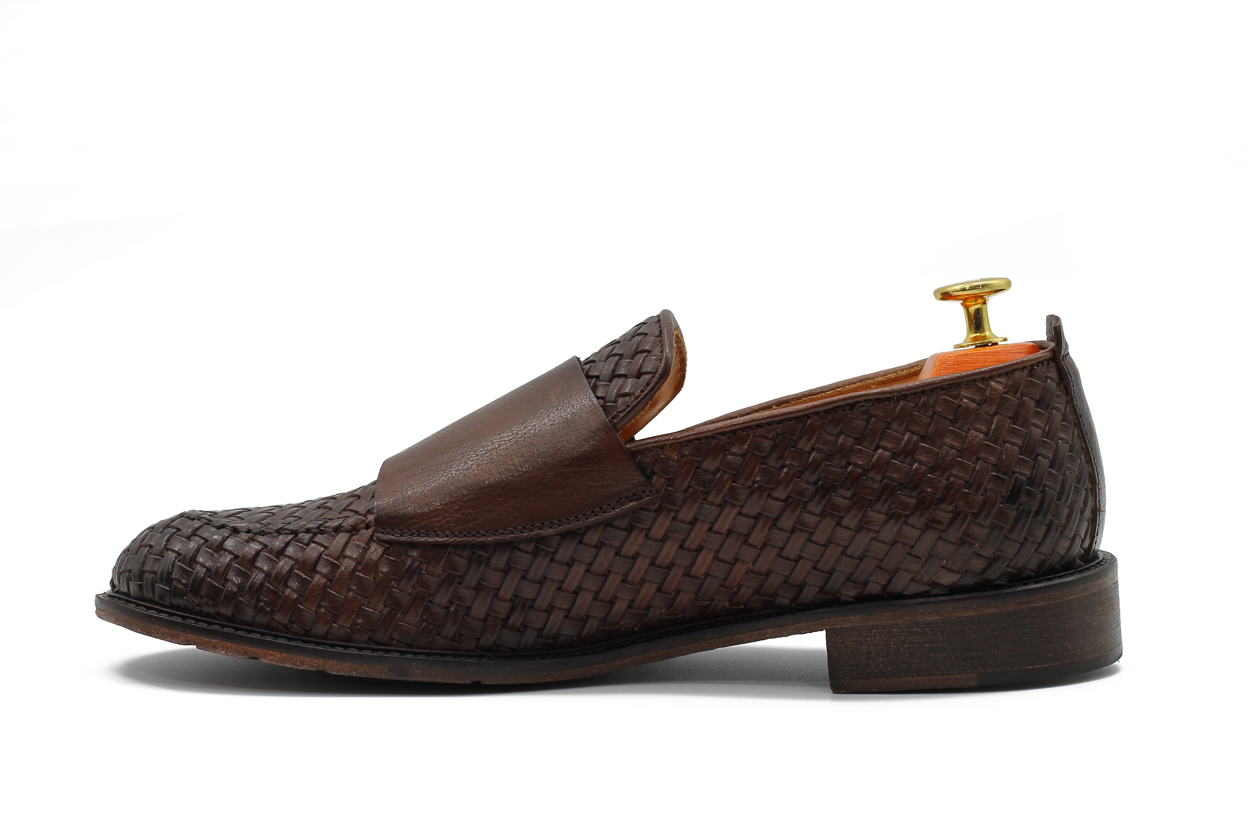 FLORENCE - BROWN WOVEN DOUBLE BUCKLE MONK