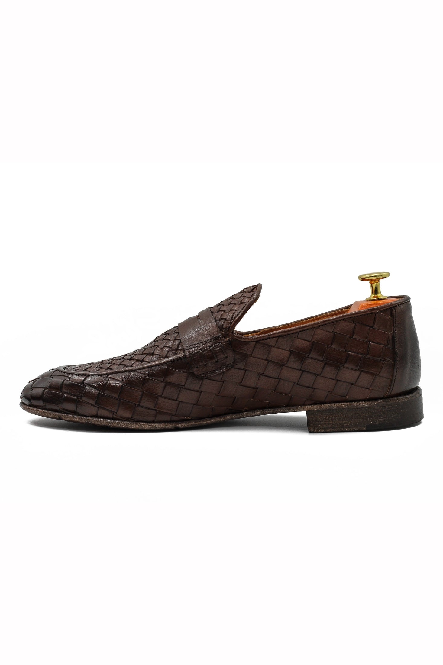 ROME – BROWN WOVEN PENNY LOAFER