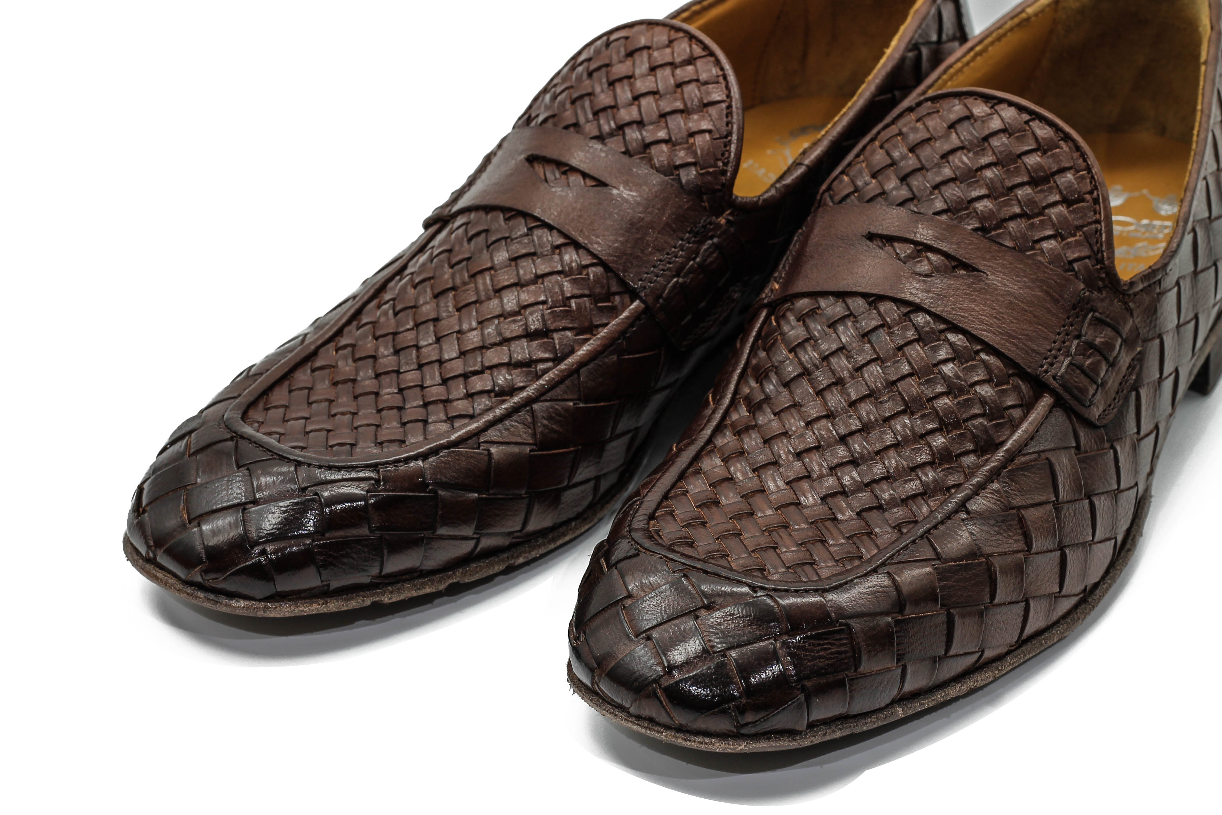 ROME – BROWN WOVEN PENNY LOAFER