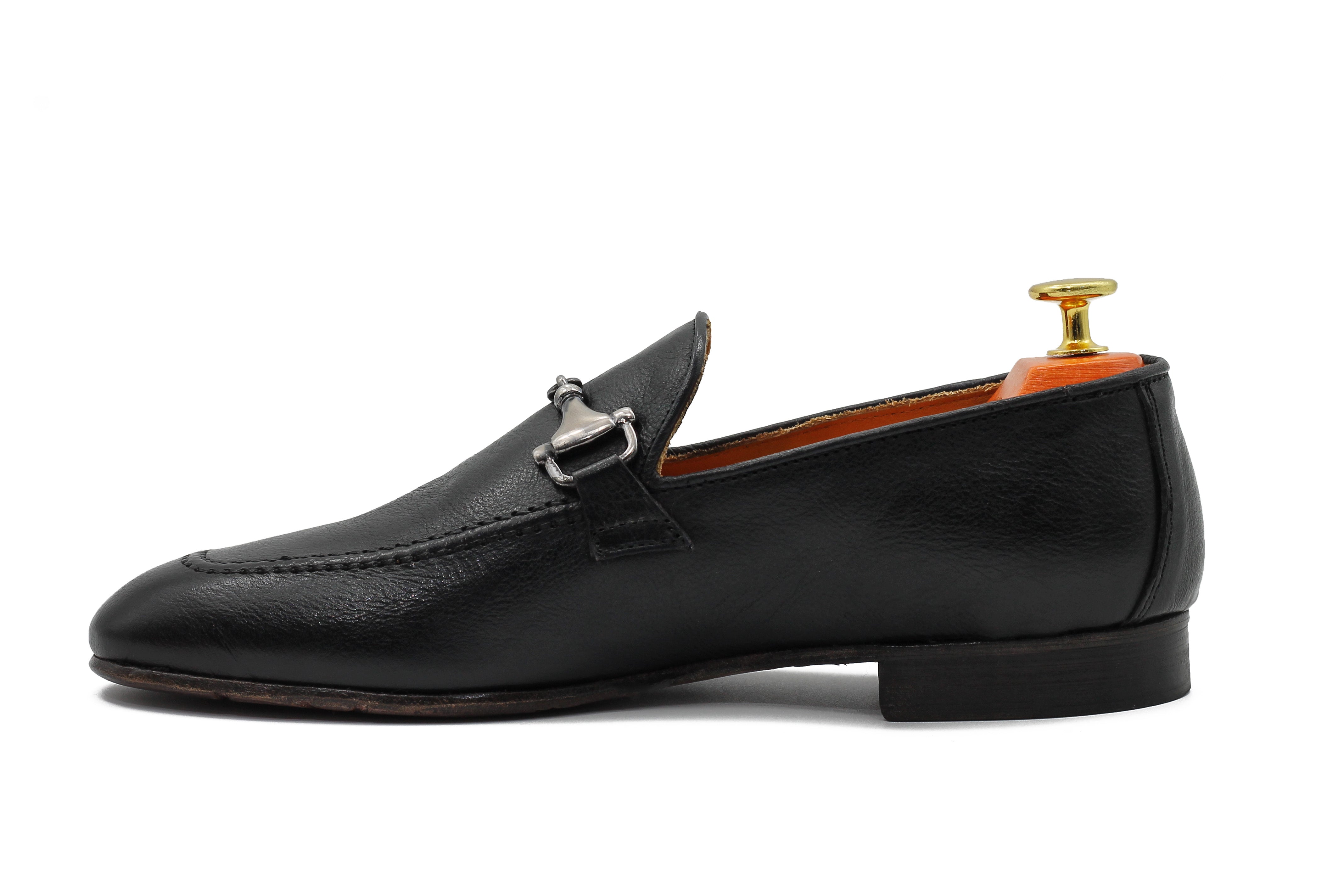 SNAFFLE BIT LOAFER IN BLACK ITALIAN LEATHER
