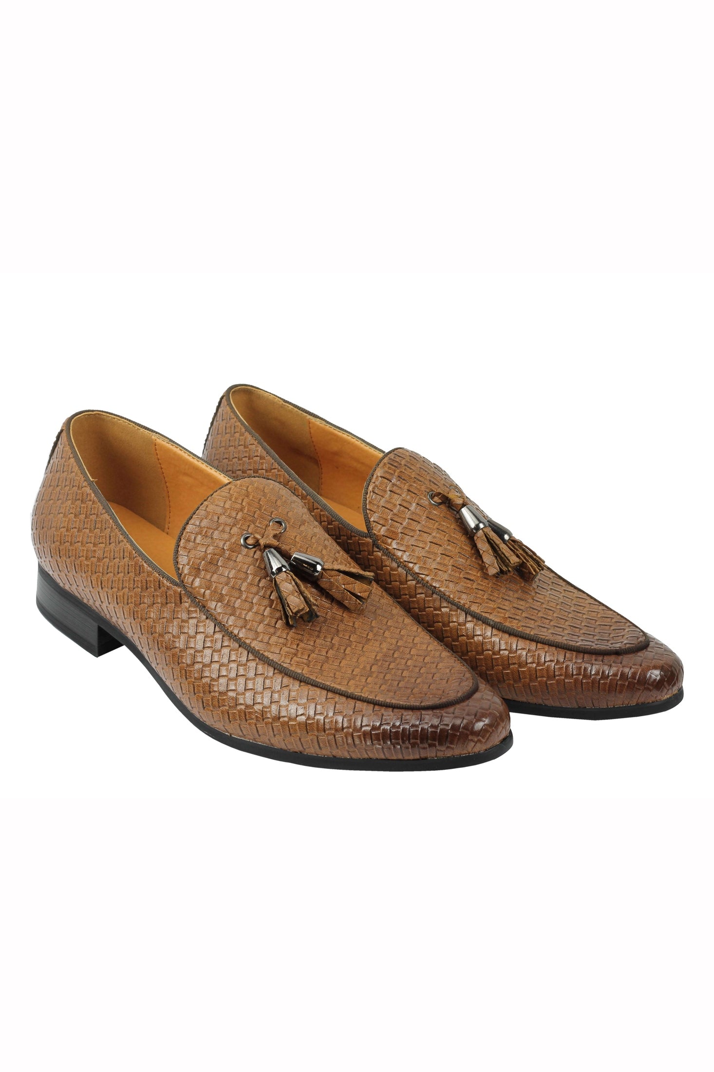 MENS VINTAGE WOVEN LEATHER LINED TASSEL MOCCASIN LOAFERS RETRO SMART CASUAL SHOES