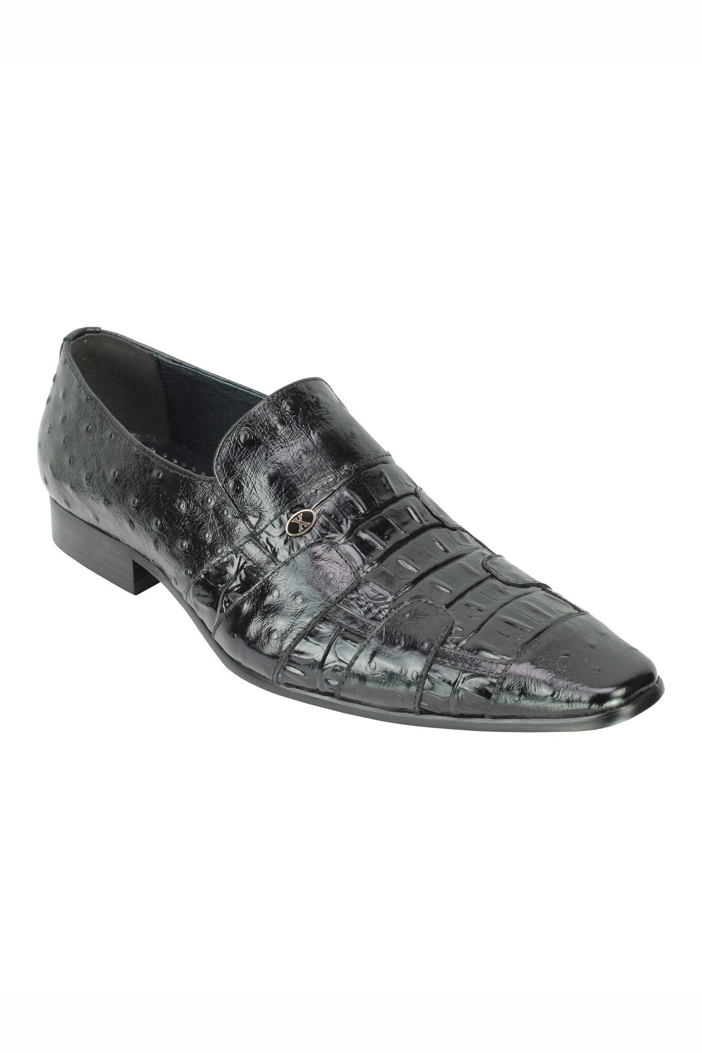 BLACK POLISHED PRINTED LOAFER