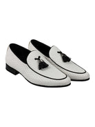 MENS VINTAGE WOVEN LEATHER LINED TASSEL MOCCASIN LOAFERS RETRO SMART CASUAL SHOES