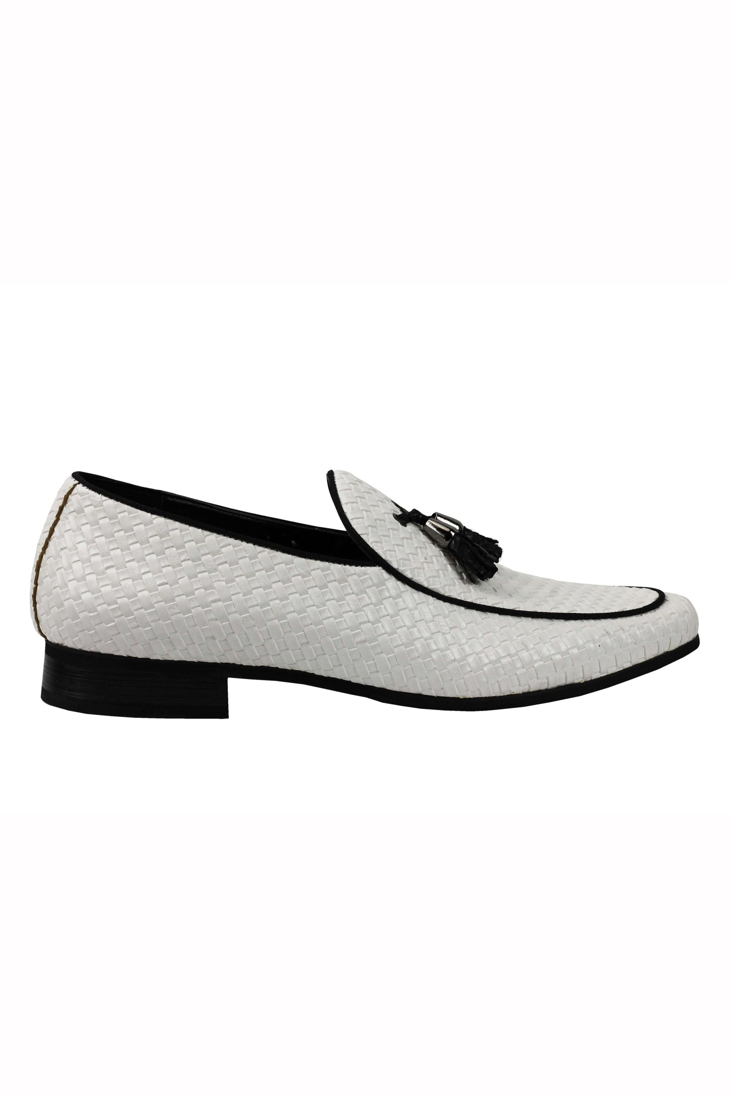 MENS VINTAGE WOVEN LEATHER LINED TASSEL MOCCASIN LOAFERS RETRO SMART CASUAL SHOES