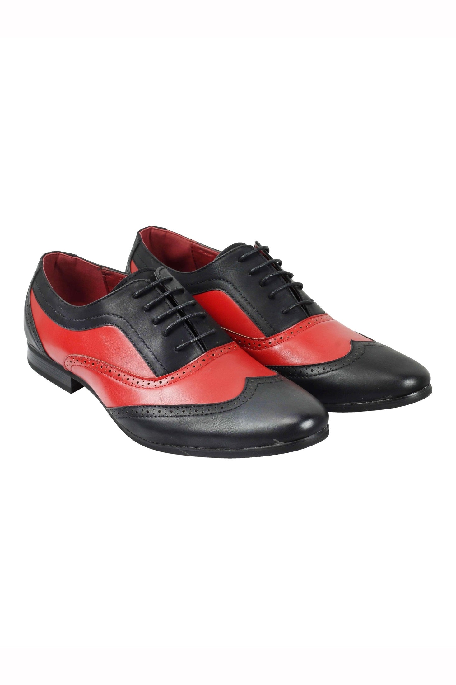 A1944H - MENS RETRO VINTAGE 2 TONE LEATHER BROGUE LACE UP SMART SHOES