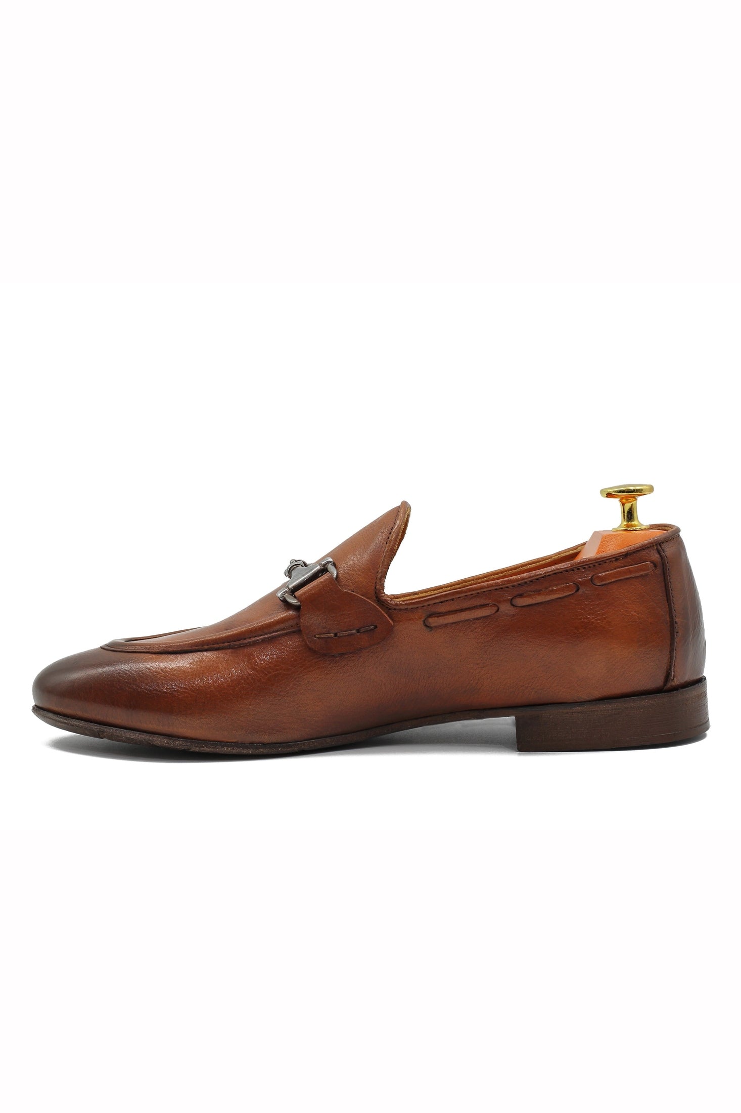 NAPLES 02 - ITALIAN LEATHER SNAFFLE BIT LOAFER IN BROWN