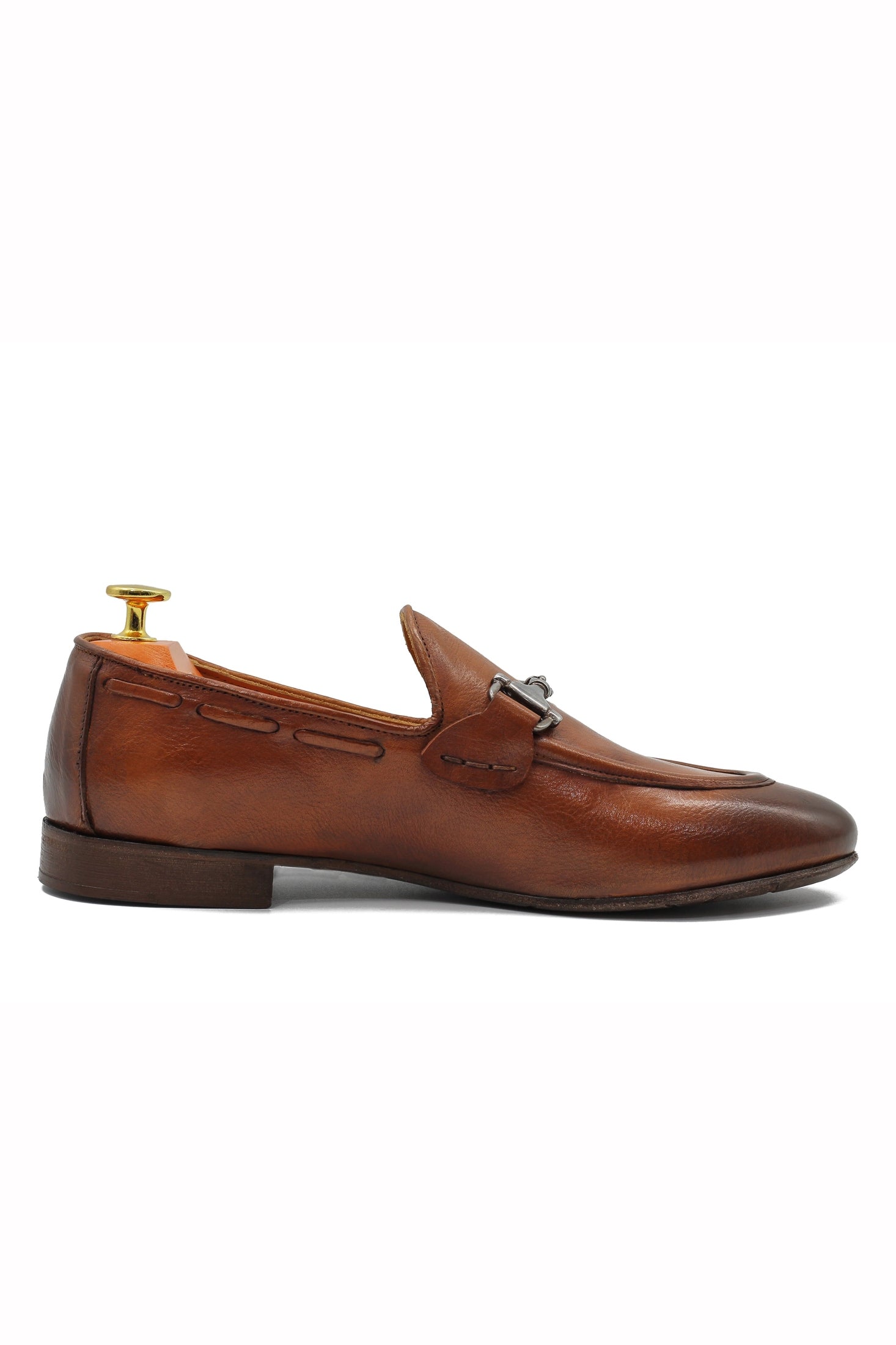 NAPLES 02 - ITALIAN LEATHER SNAFFLE BIT LOAFER IN BROWN