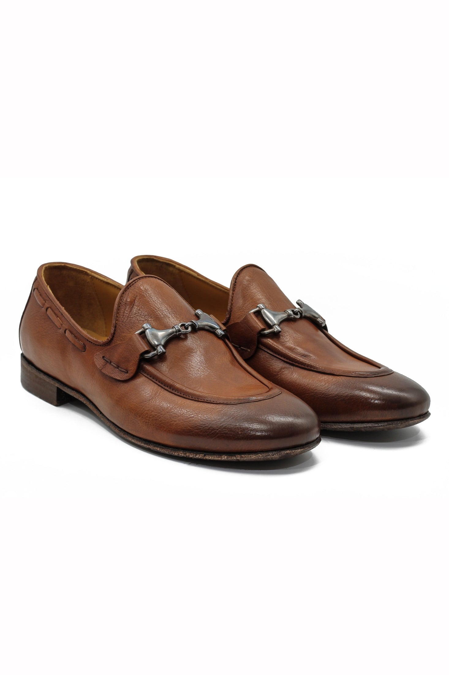NAPLES 02 - ITALIAN LEATHER SNAFFLE BIT LOAFER IN BROWN