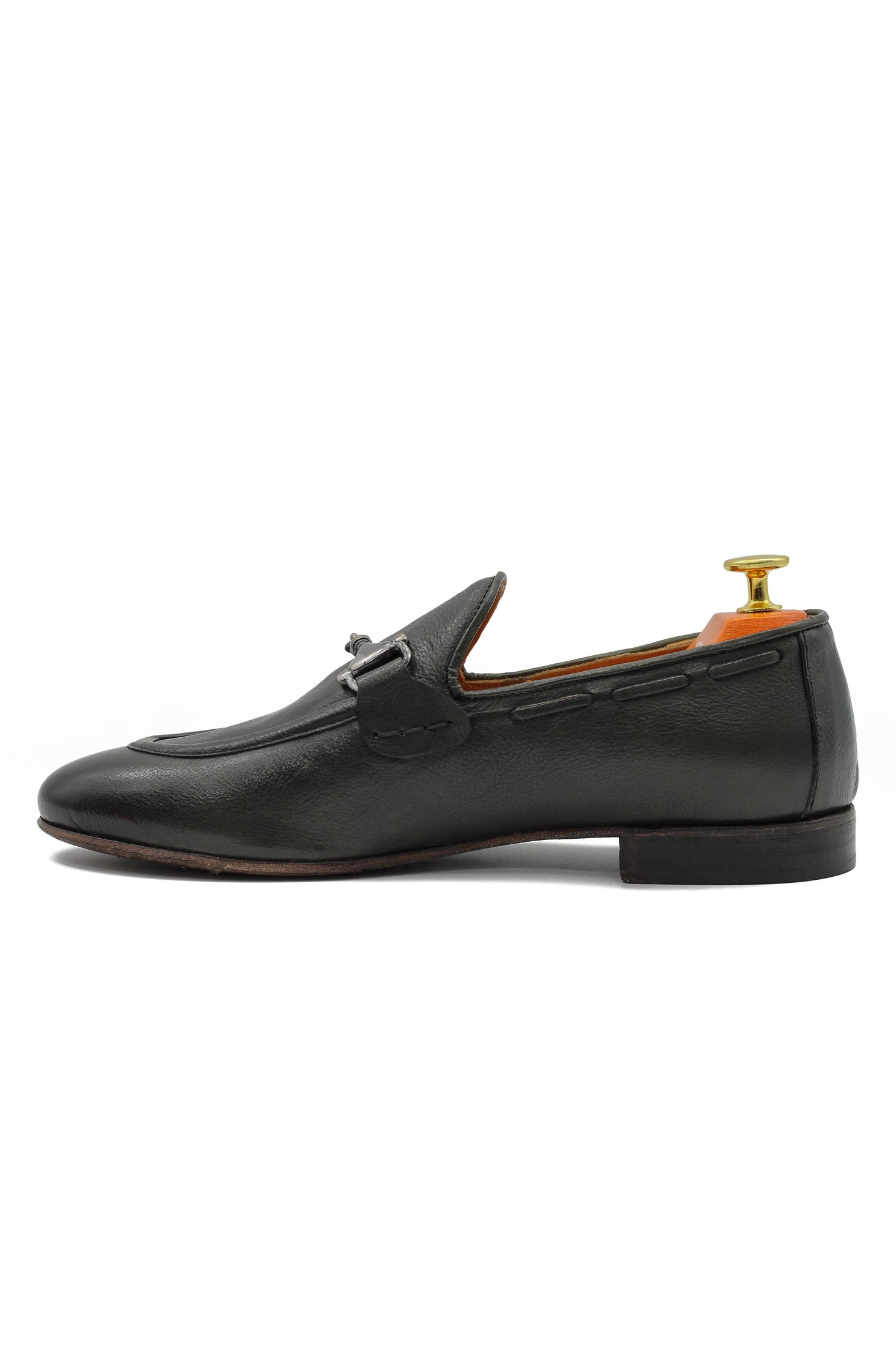 NAPLES 02 - ITALIAN LEATHER SNAFFLE BIT LOAFER IN GREEN