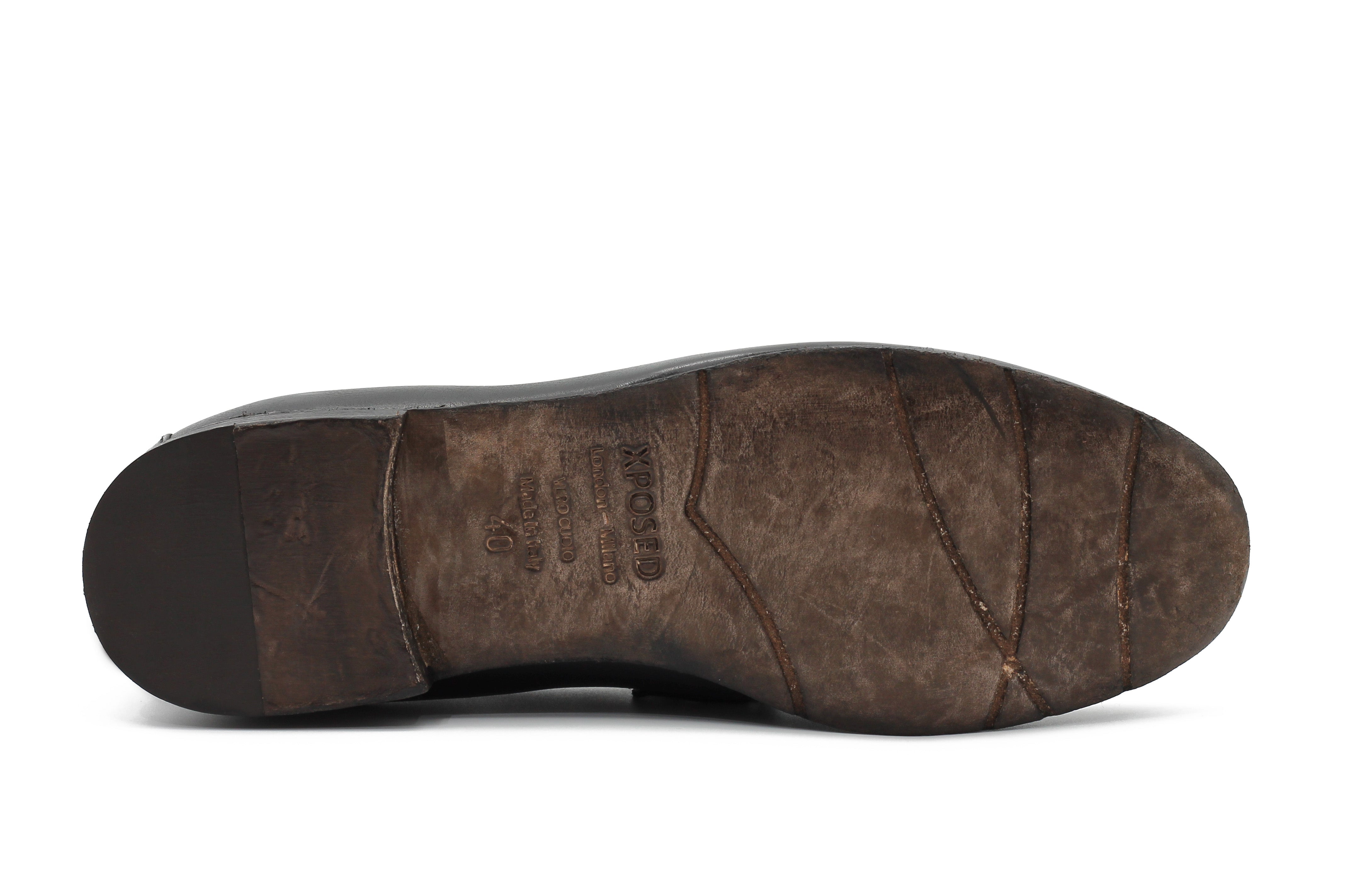 NAPLES 02 - ITALIAN LEATHER SNAFFLE BIT LOAFER IN BLACK