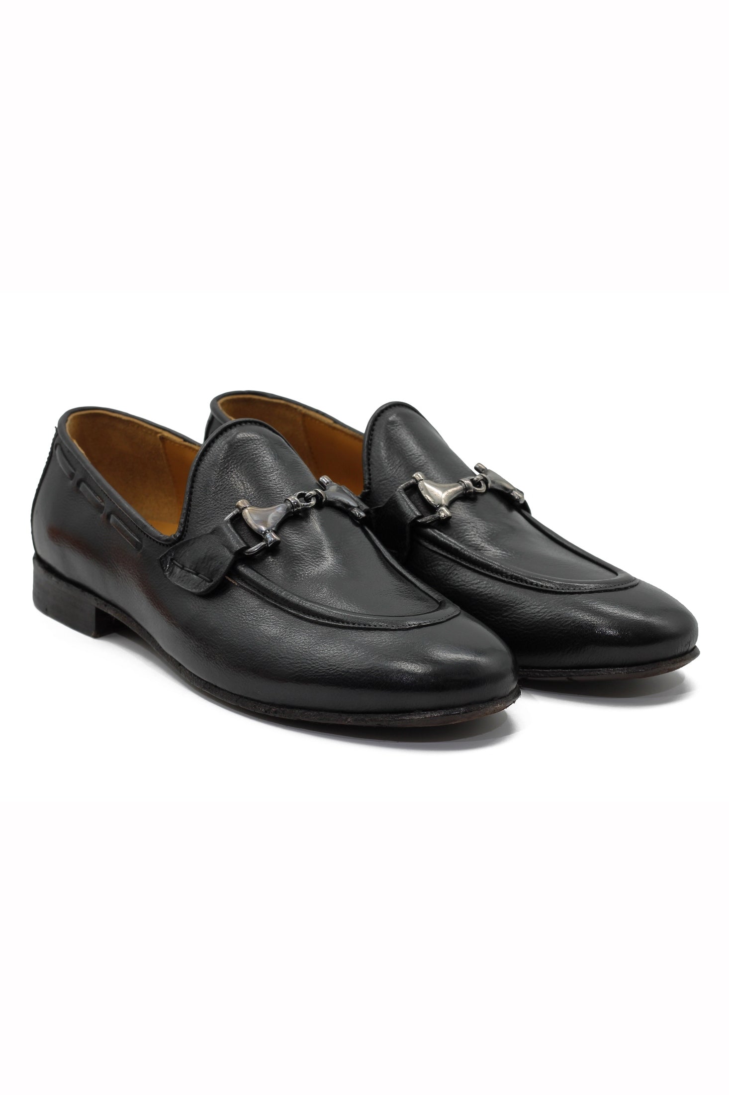 NAPLES 02 - ITALIAN LEATHER SNAFFLE BIT LOAFER IN BLACK