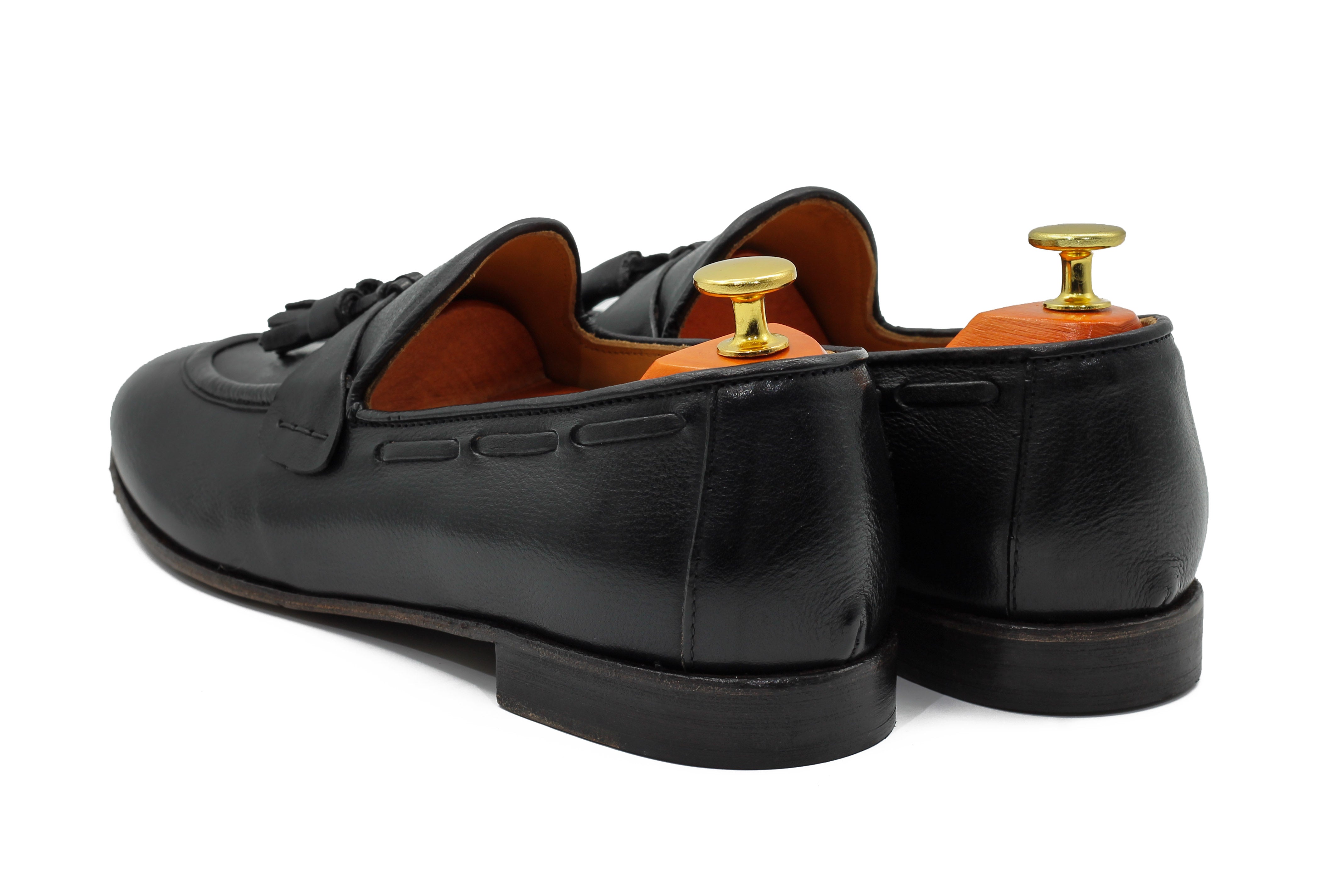 NAPLES 03 – TASSEL LOAFERS BLACK ITALIAN LEATHER