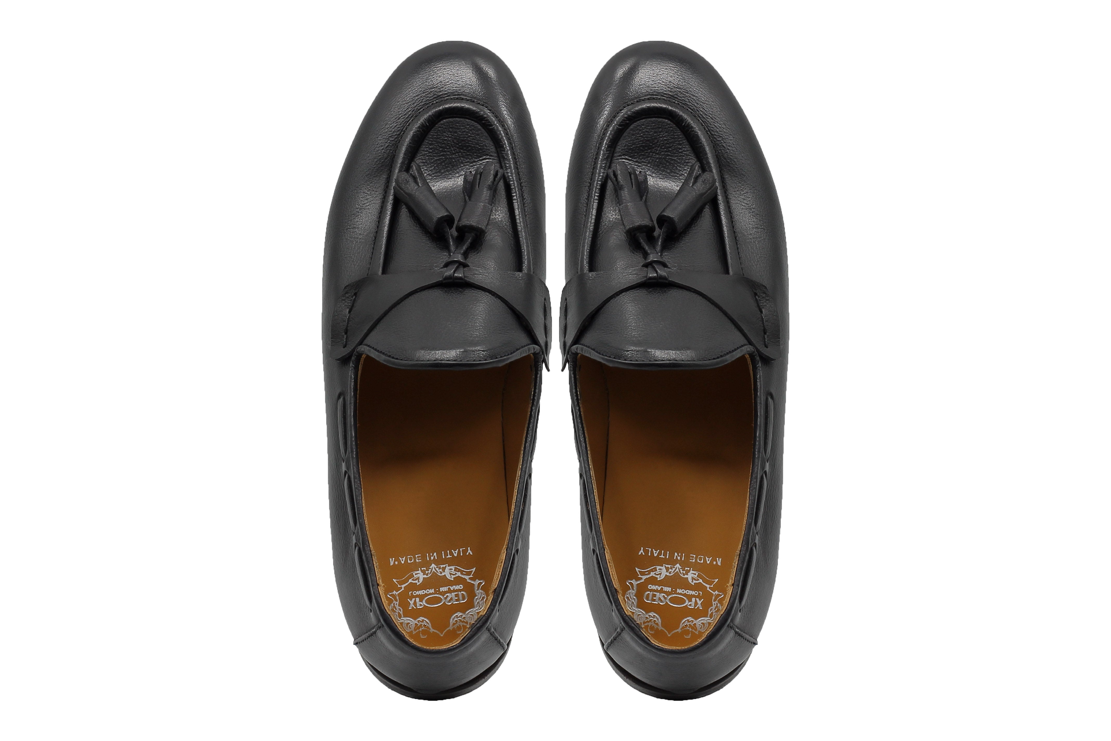 NAPLES 03 – TASSEL LOAFERS BLACK ITALIAN LEATHER