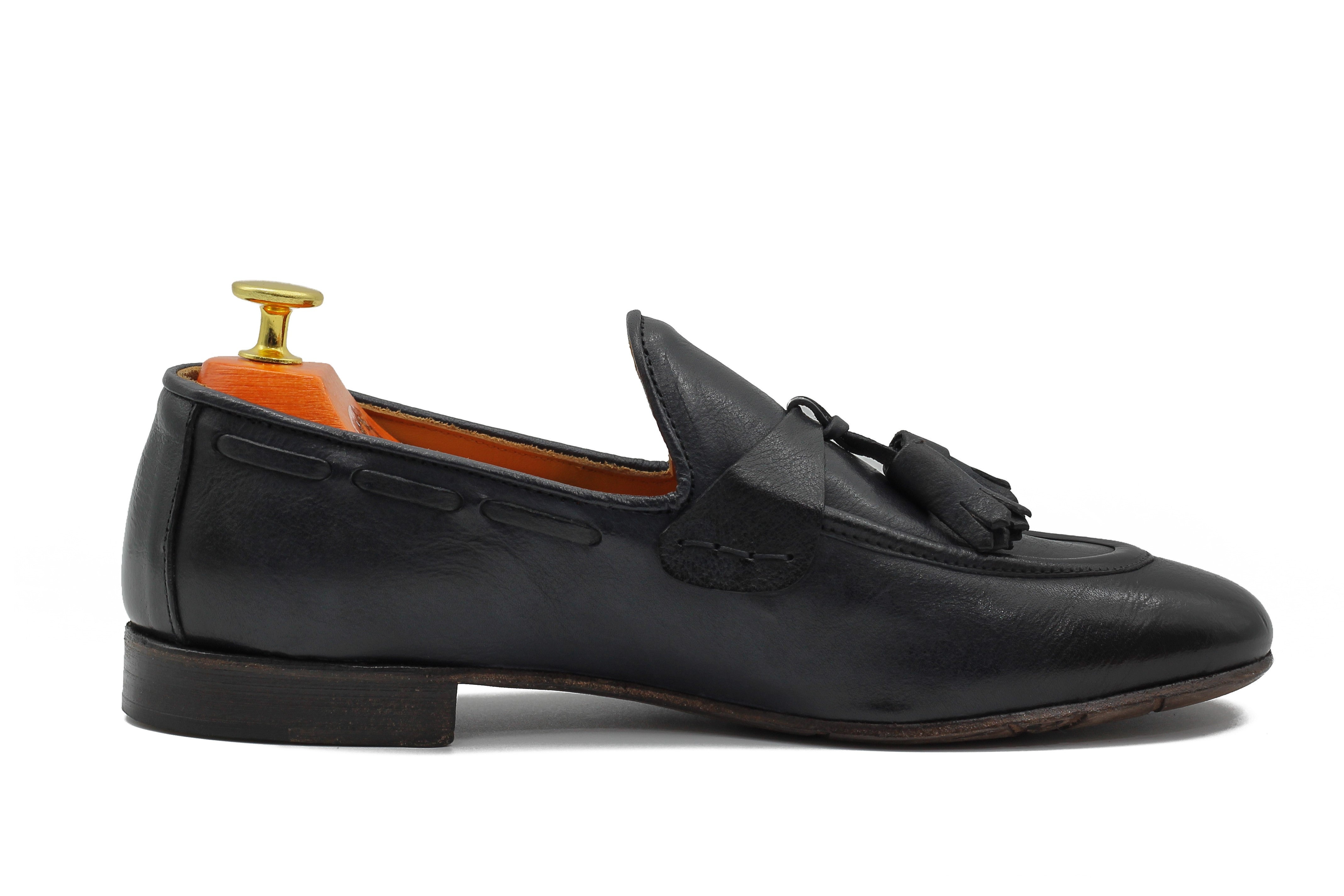 NAPLES 03 – TASSEL LOAFERS NAVY ITALIAN LEATHER