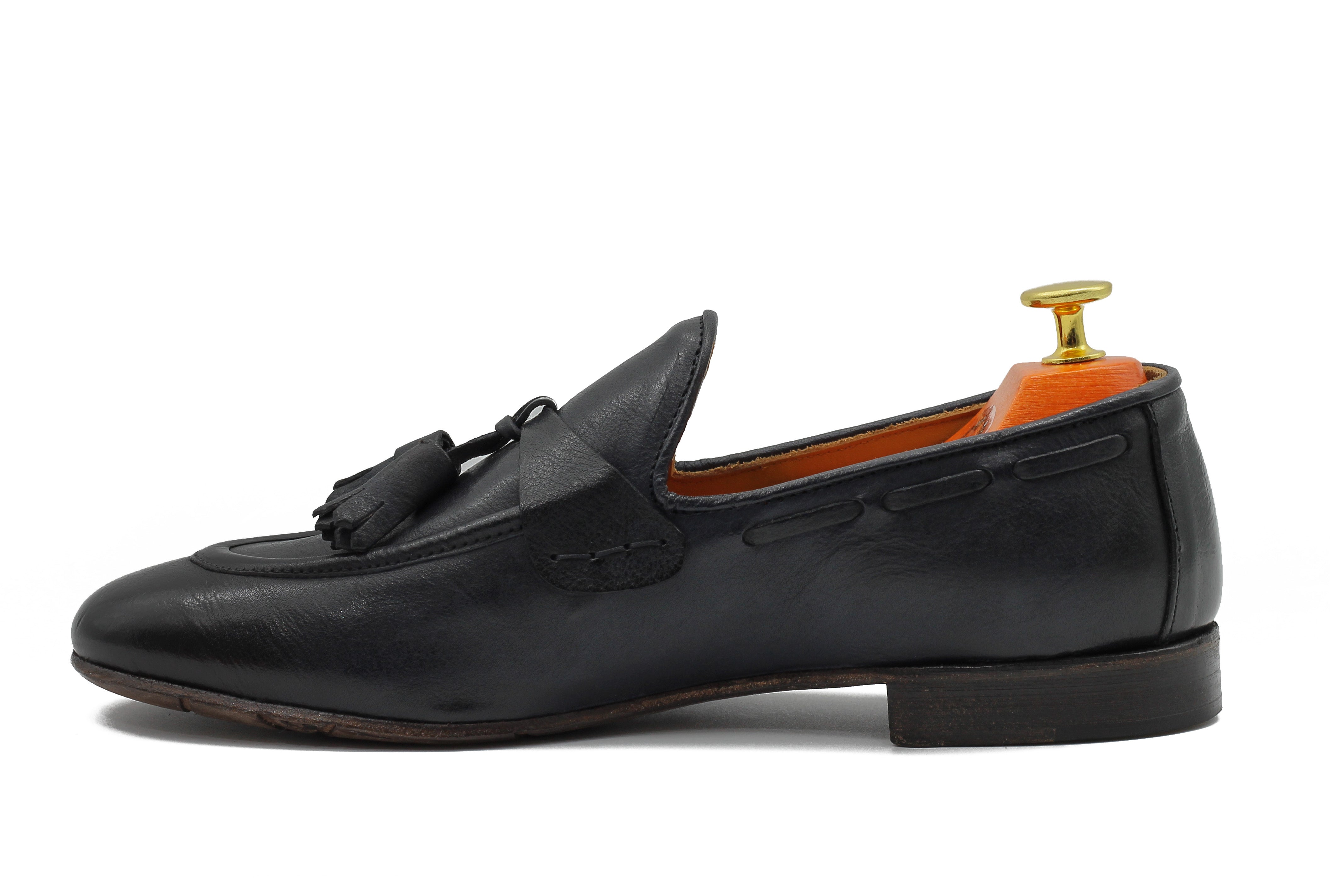 NAPLES 03 – TASSEL LOAFERS NAVY ITALIAN LEATHER