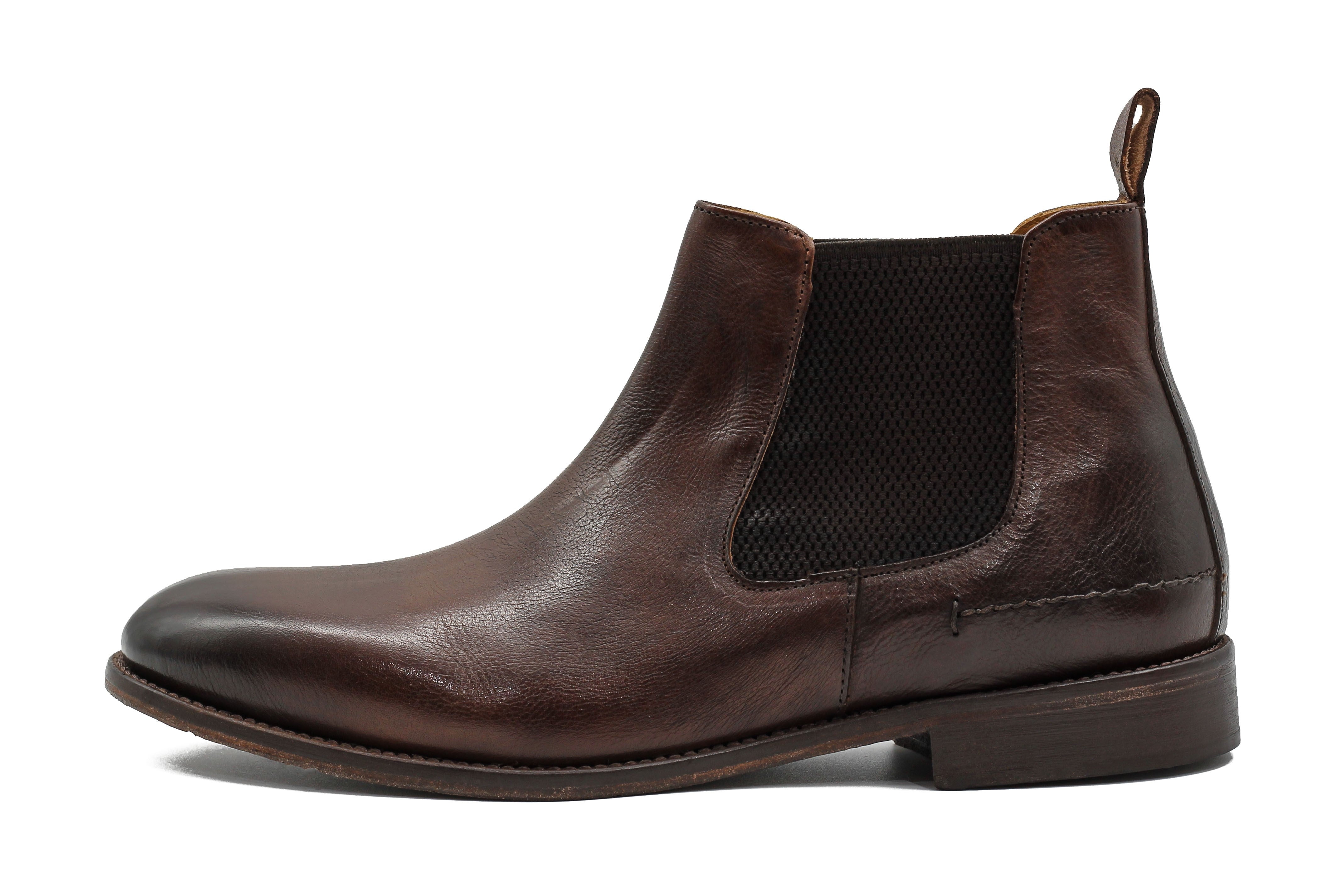 POLISHED BROWN ITALIAN LEATHER CHELSEA BOOTS