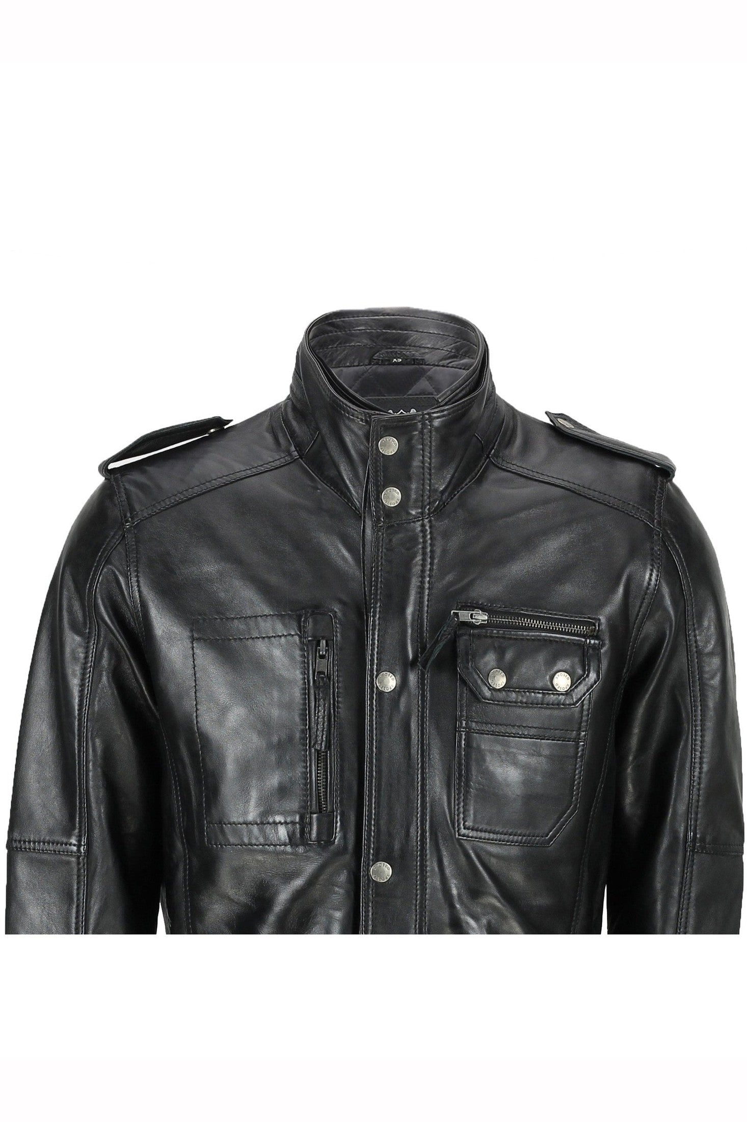 New Mens Classic Black Soft Wax Real Leather Smart Vintage Jacket Military Coat