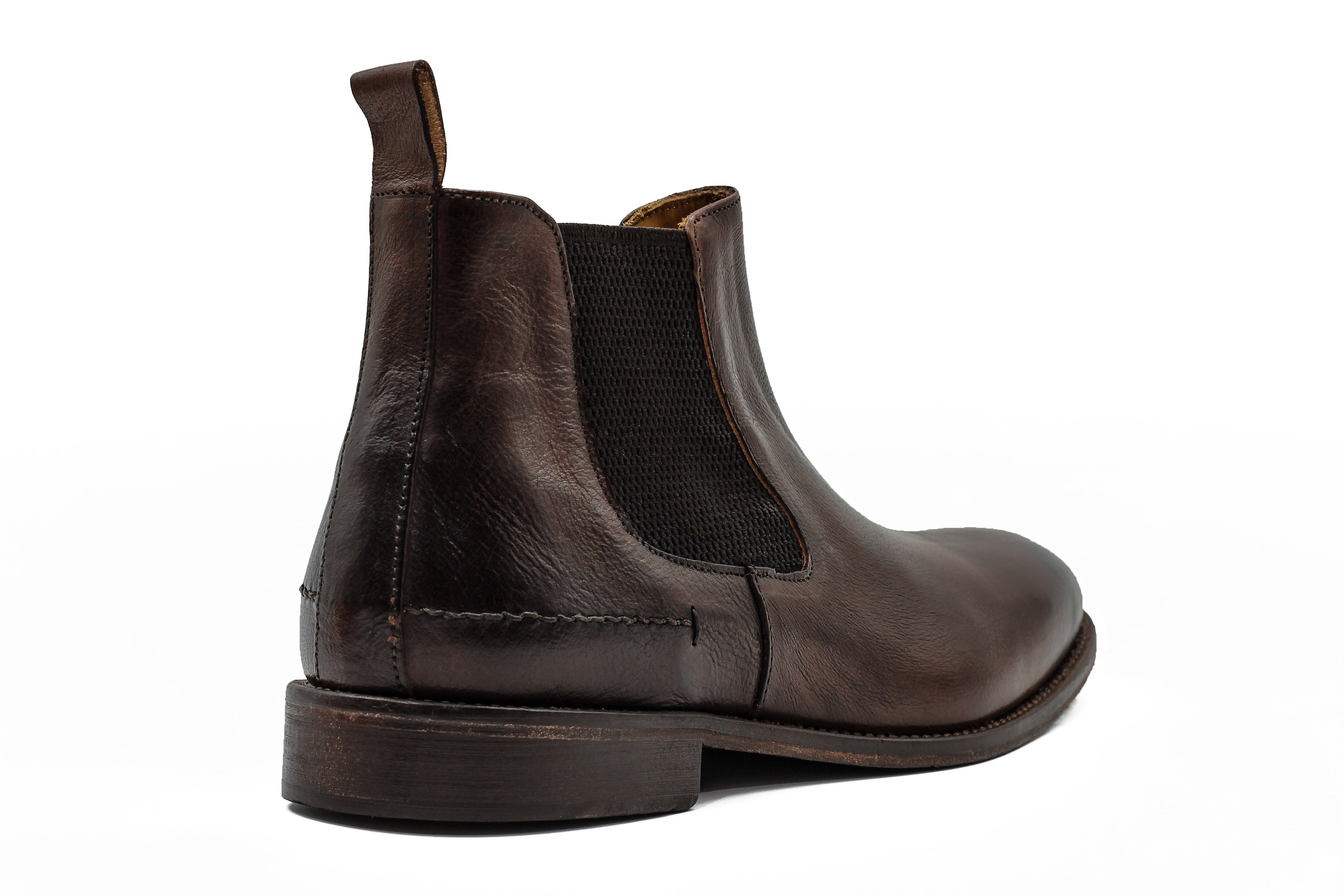 POLISHED BROWN ITALIAN LEATHER CHELSEA BOOTS
