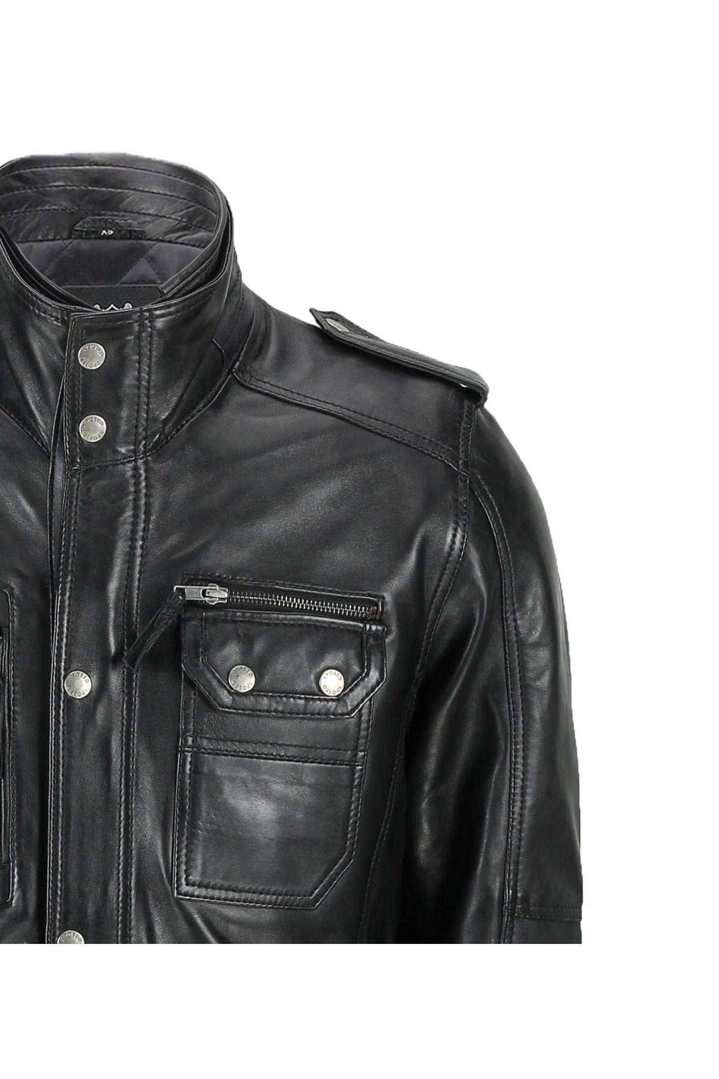 New Mens Classic Black Soft Wax Real Leather Smart Vintage Jacket Military Coat