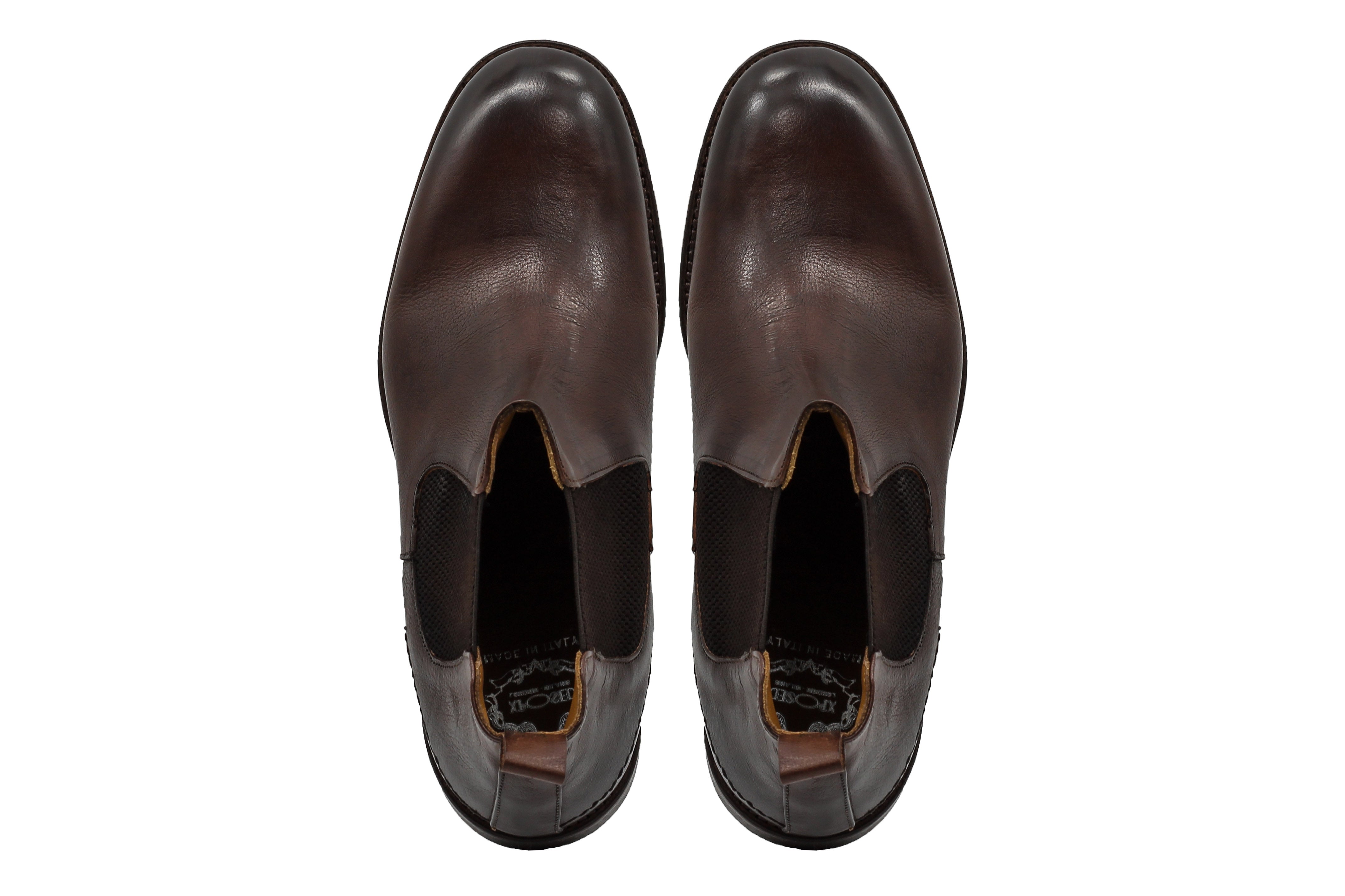 POLISHED BROWN ITALIAN LEATHER CHELSEA BOOTS
