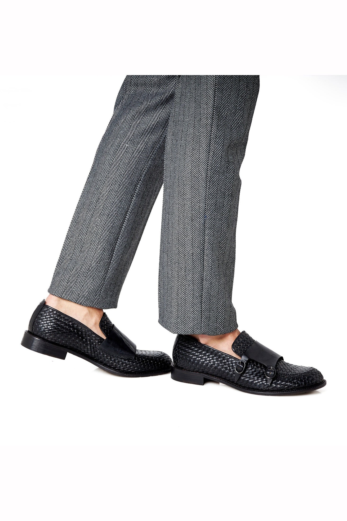 FLORENCE - BLACK WOVEN DOUBLE BUCKLE MONK