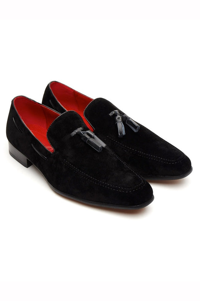 BLACK SUEDE FAUX LEATHER SHOES